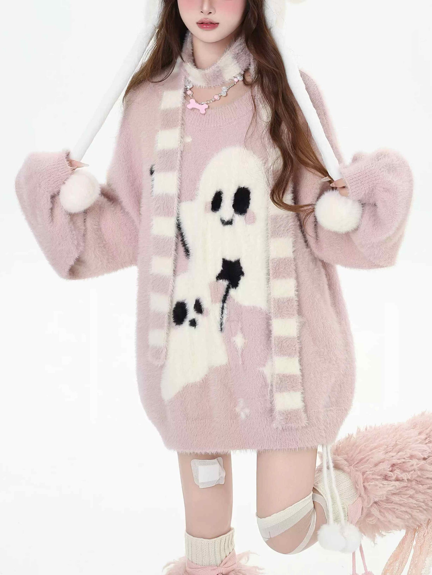 Y2K Kawaii Faux Mink Pullover Sweater LE1031
