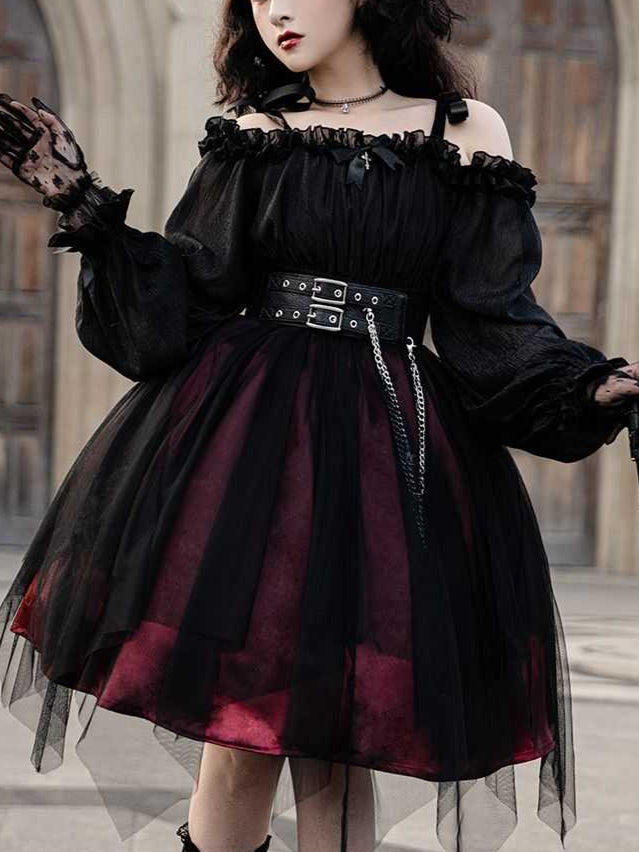 Lolita Gothic Black OP Dress LG1033