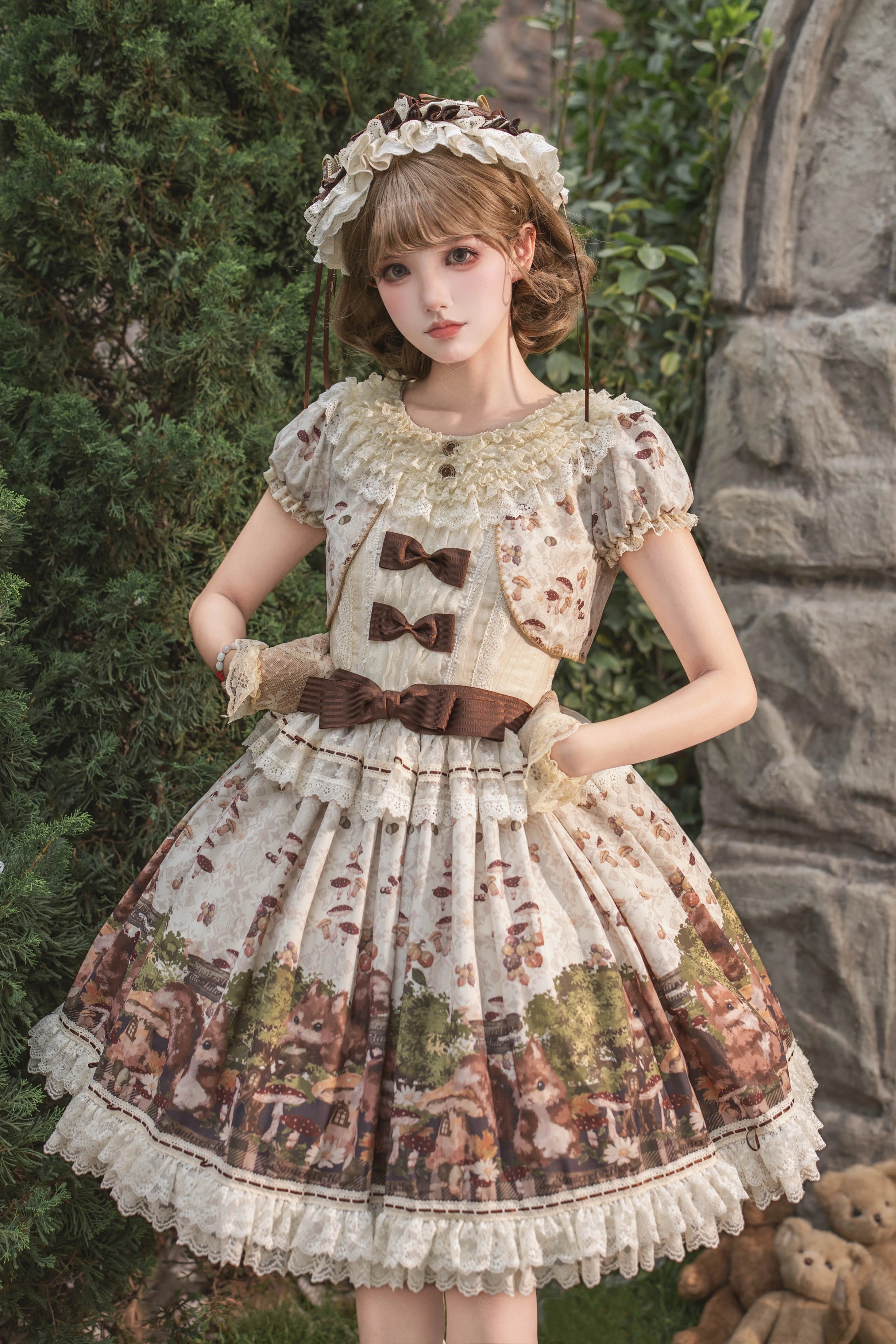Magic Telegram Squirrel Fairytale Cottage Lolita Short OP