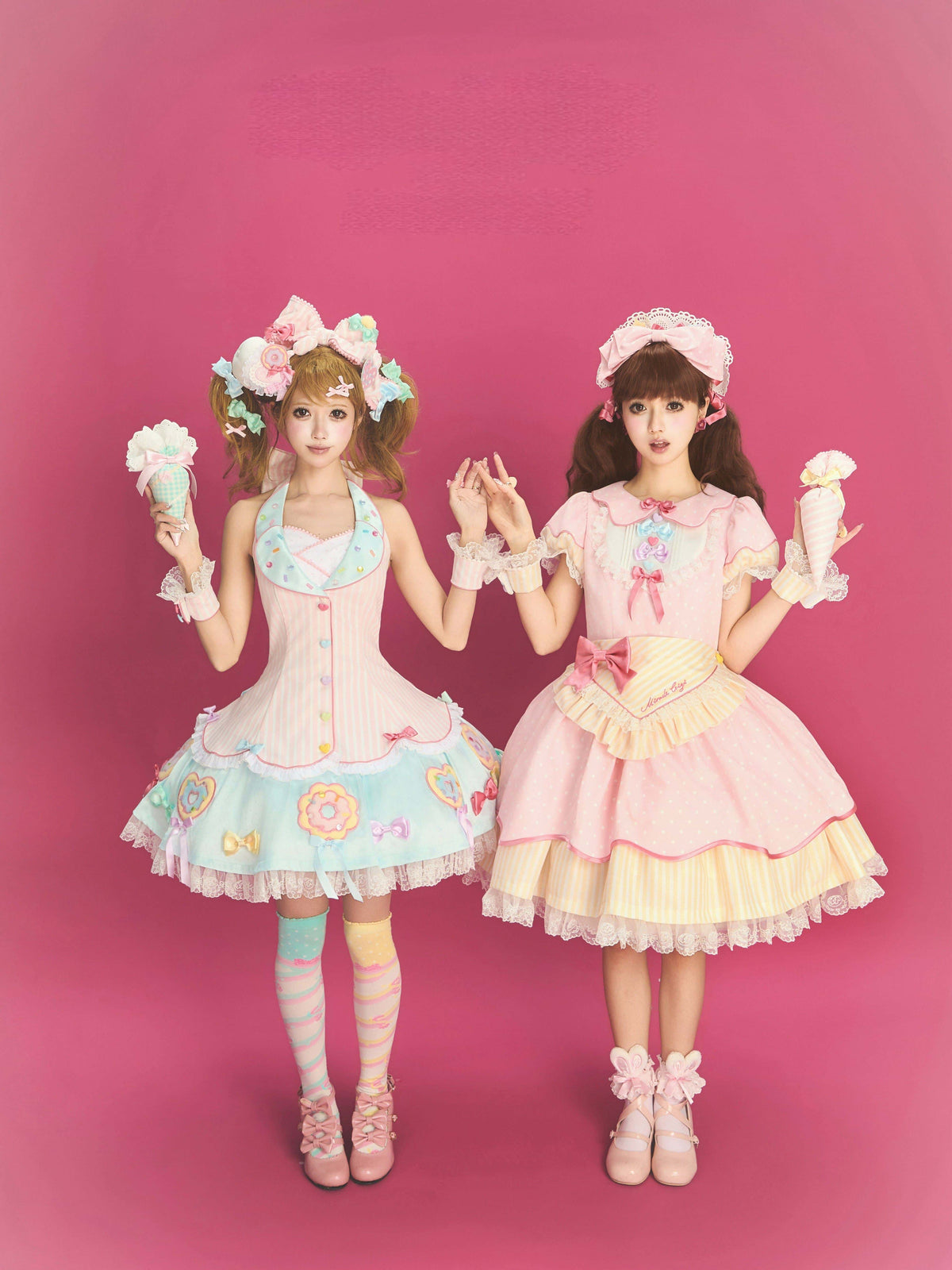 Miss Donut Pink Cream Donut-Theme Vintage Sweet Lolita OP Dress
