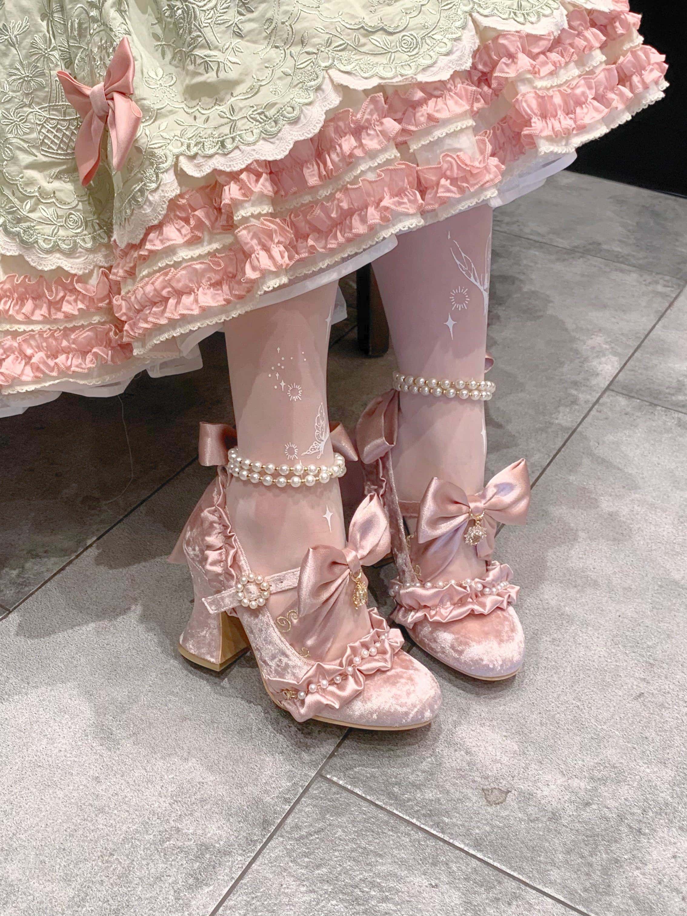 Ribbon Hymn 1.0 Lolita Vintage Heavy Craft Bridal Heels