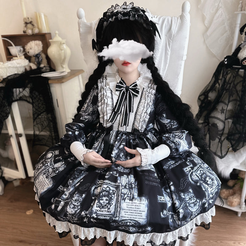 Lolita Gothic Long Sleeve Retro OP Dress LG1036