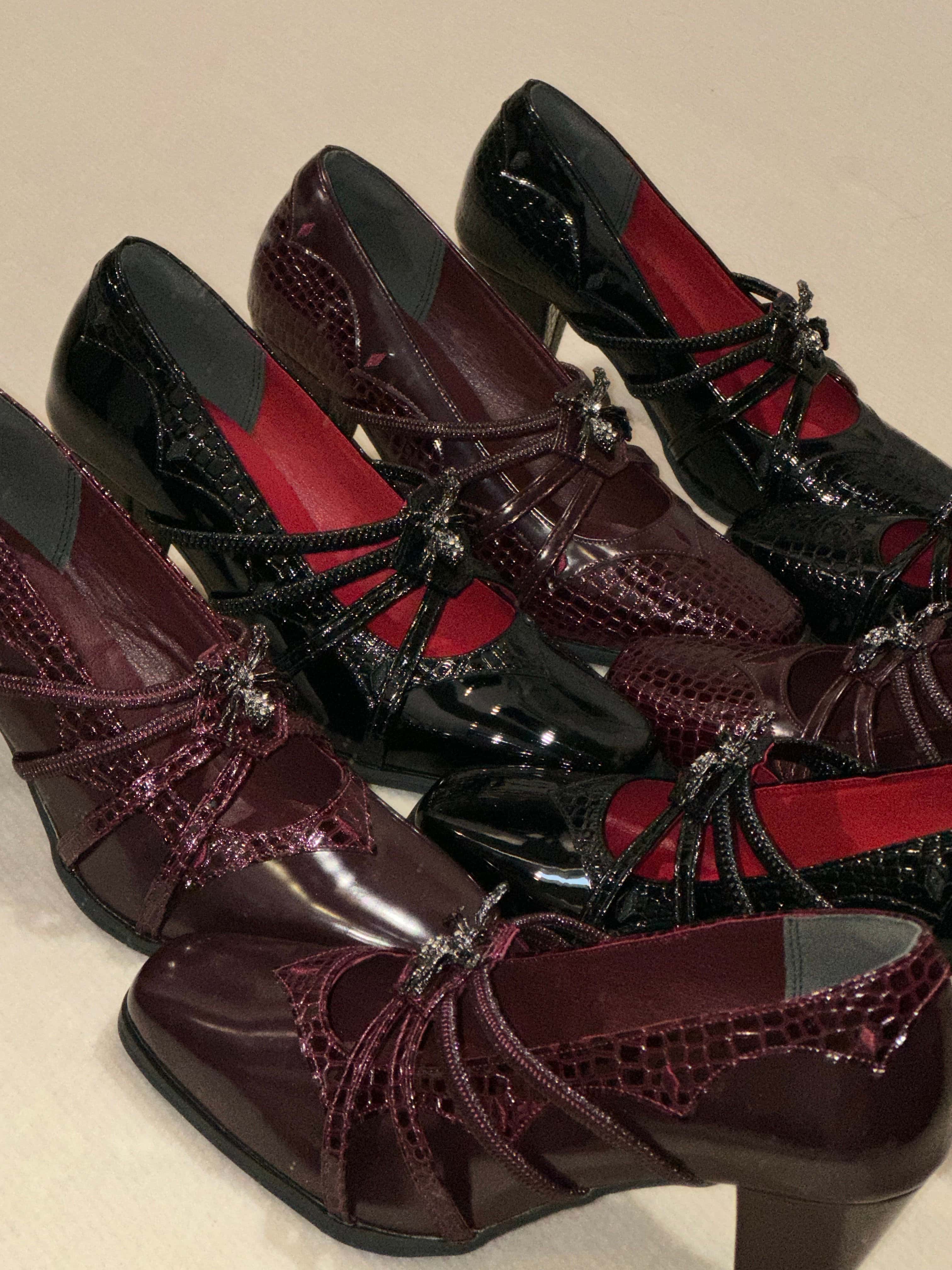 Spider Banquet Black Croc Patent Gothic Lolita Heels with Spider Buckle