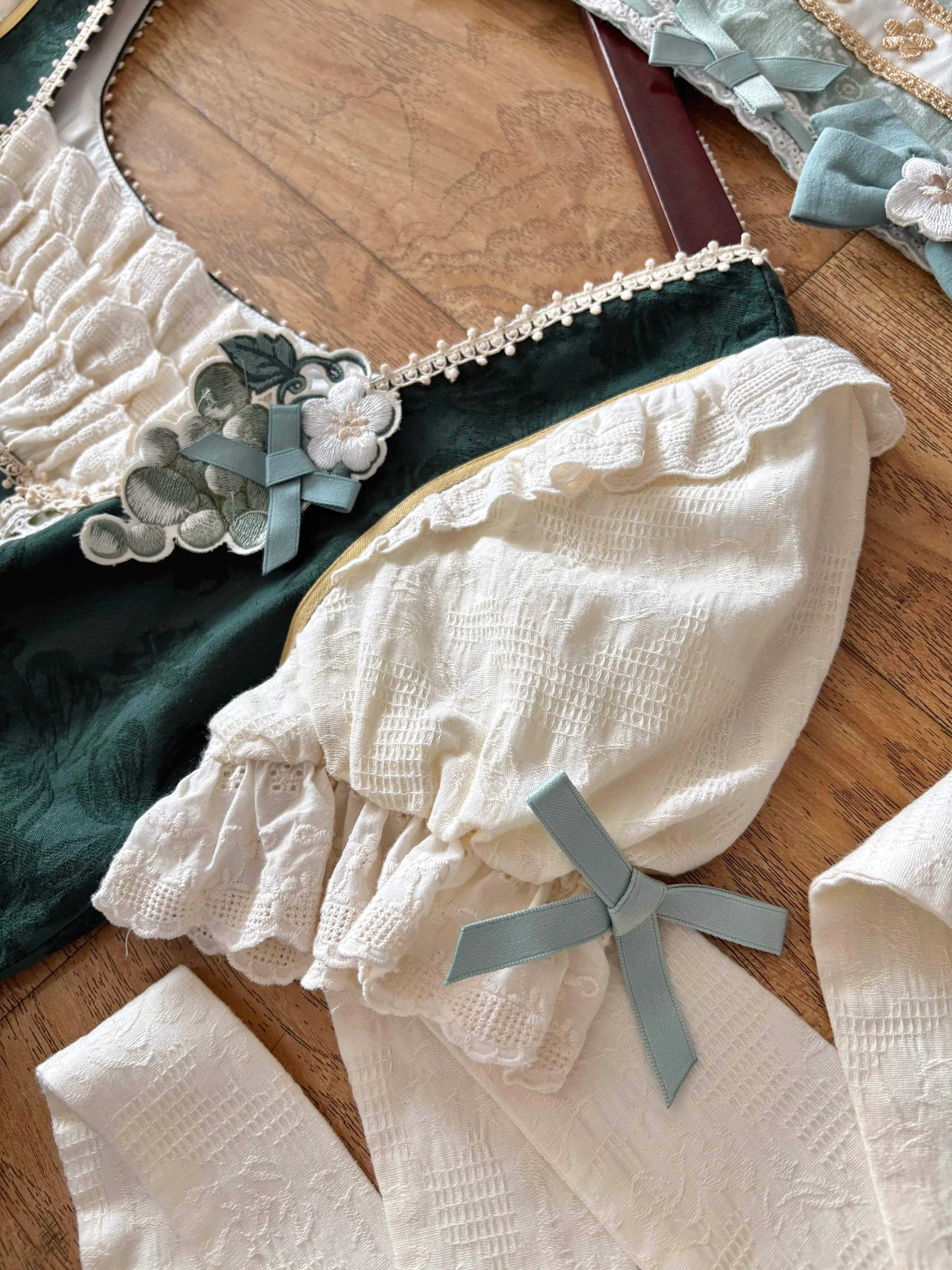 Green Grape Garden Teal Classic Lolita OP Dress Set