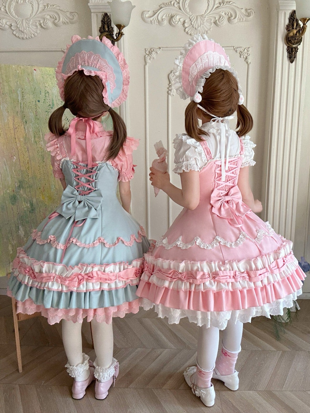Cream Fondant Sweet Pink Retro 6-Panel Cut Original Lolita JSK