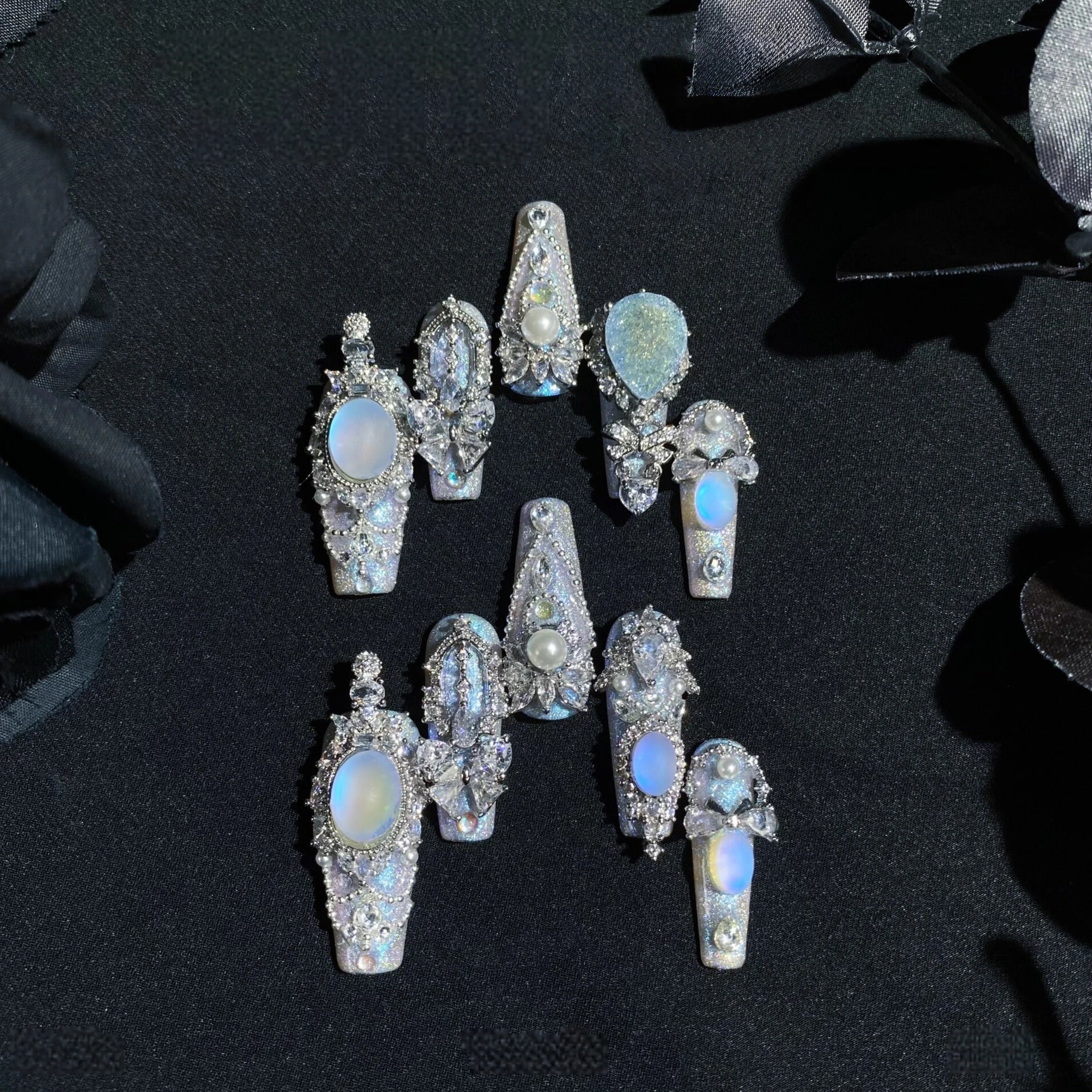 Blue Tears Lolita Handmade Detachable Press-On Nails