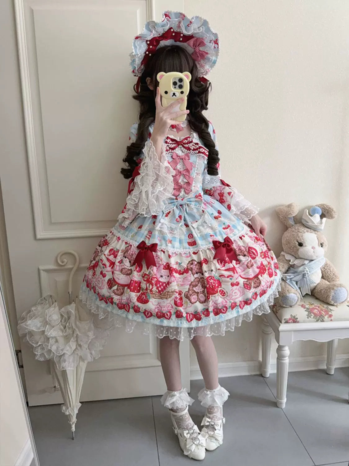 Sweet Berry Rabbit Bear Long Sleeve Sweet Lolita OP Dress