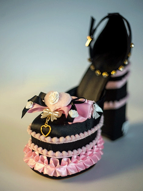 Cream Dopamine Lolita Sweet‑Girl Alt‑Y2K High‑Heel Shoes