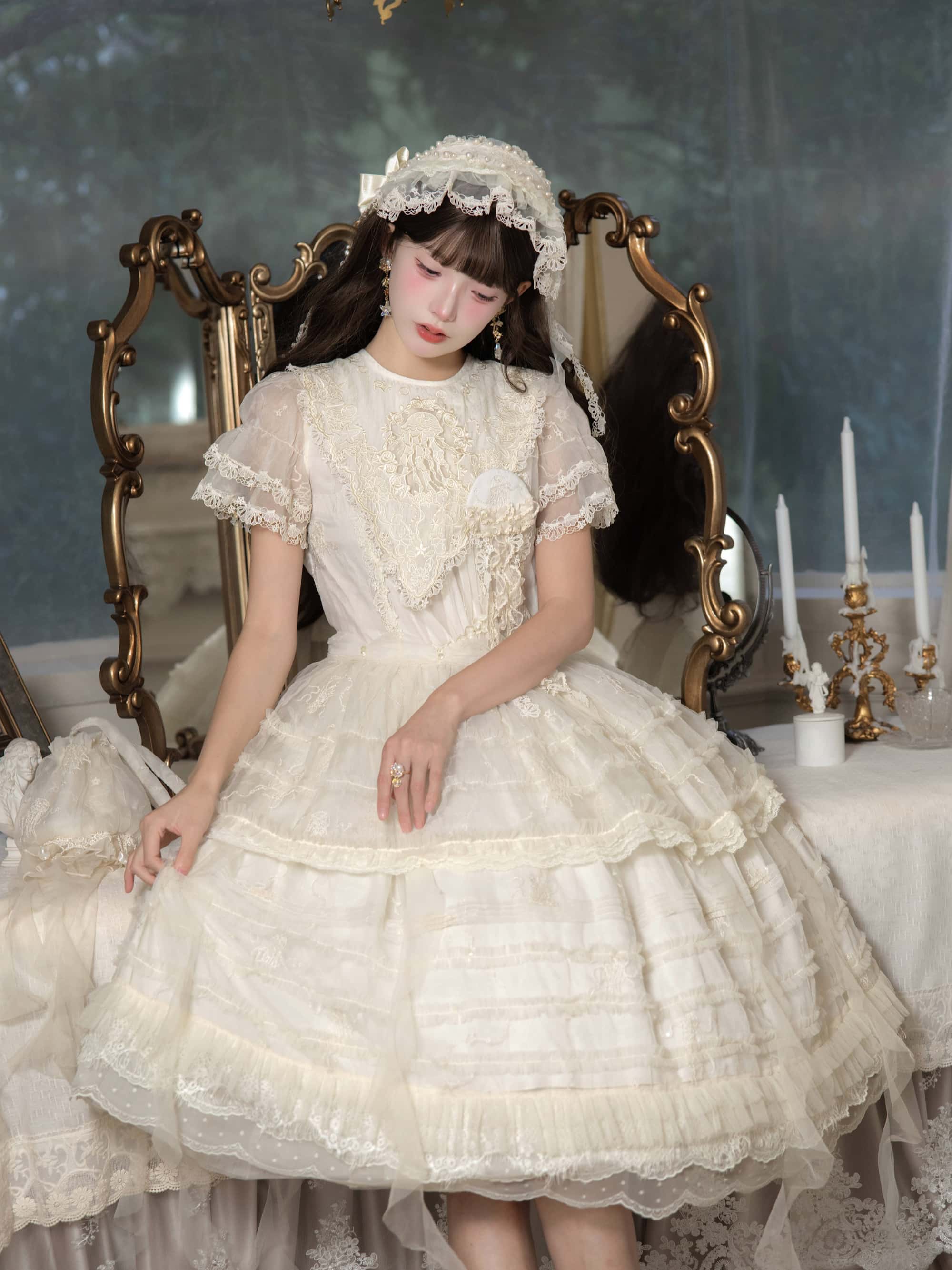 Colored Glaze Jellyfish Lolita Embroidered OP Dress