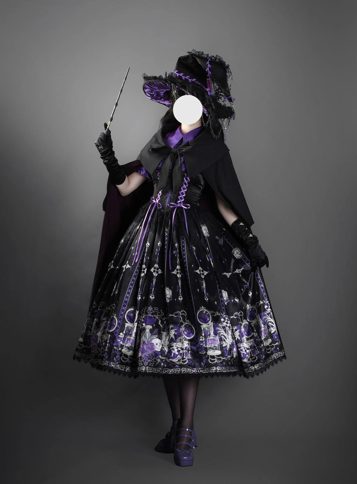 Blood Laboratory Purple Skull Potion Print Gothic Lolita Long JSK