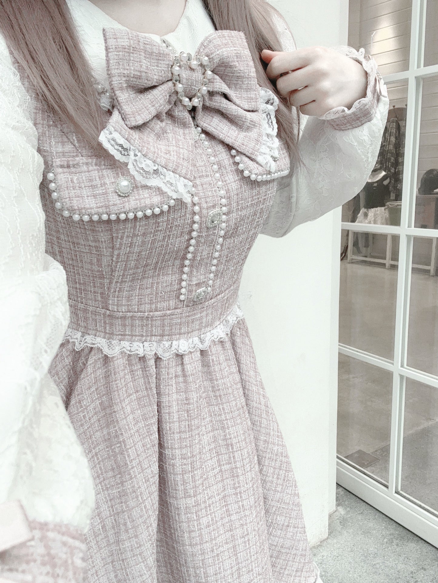 Lolita Japanese-Style Bows Tweed Dress LR1007