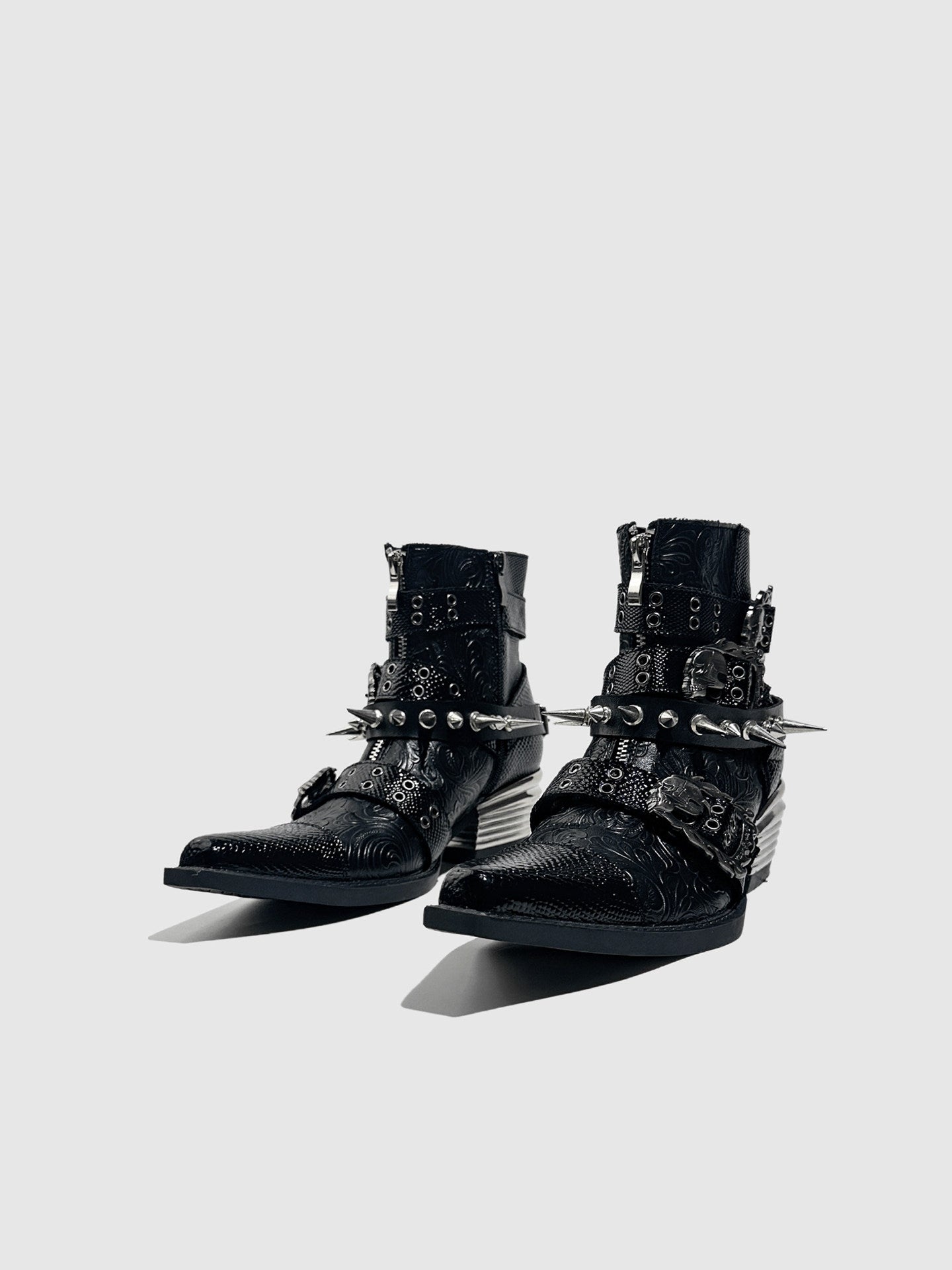 Studded Dark Gothic Punk‑Style Combat Ankle Boots