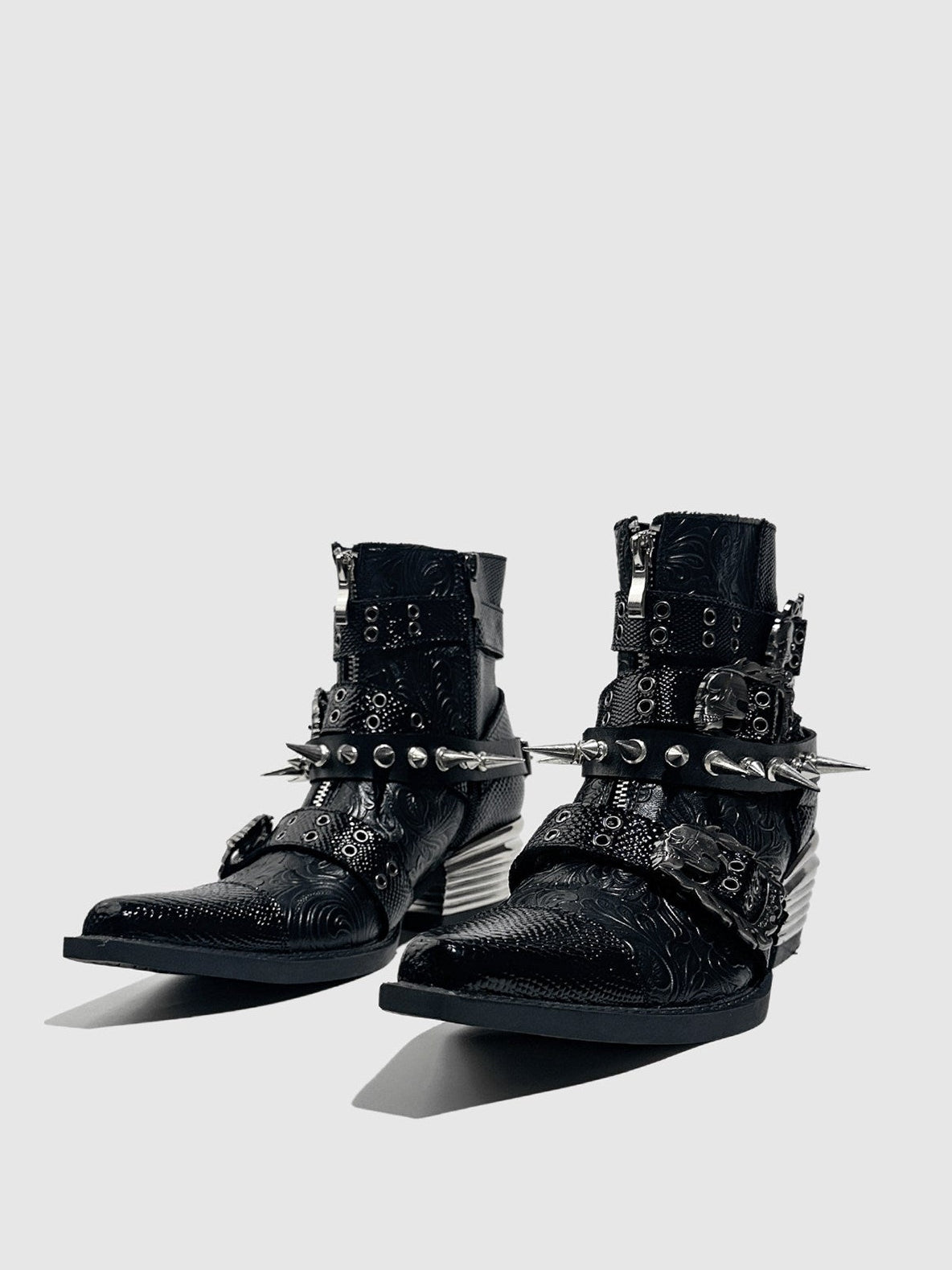 Studded Dark Gothic Punk‑Style Combat Ankle Boots