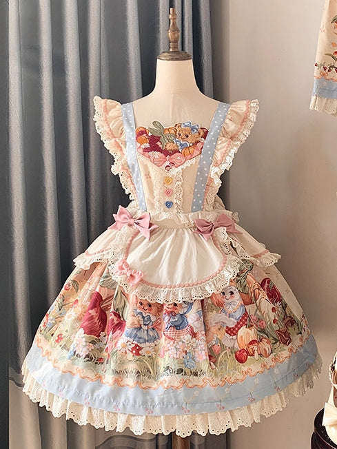 Pulling Carrots Print Lolita JSK Dress