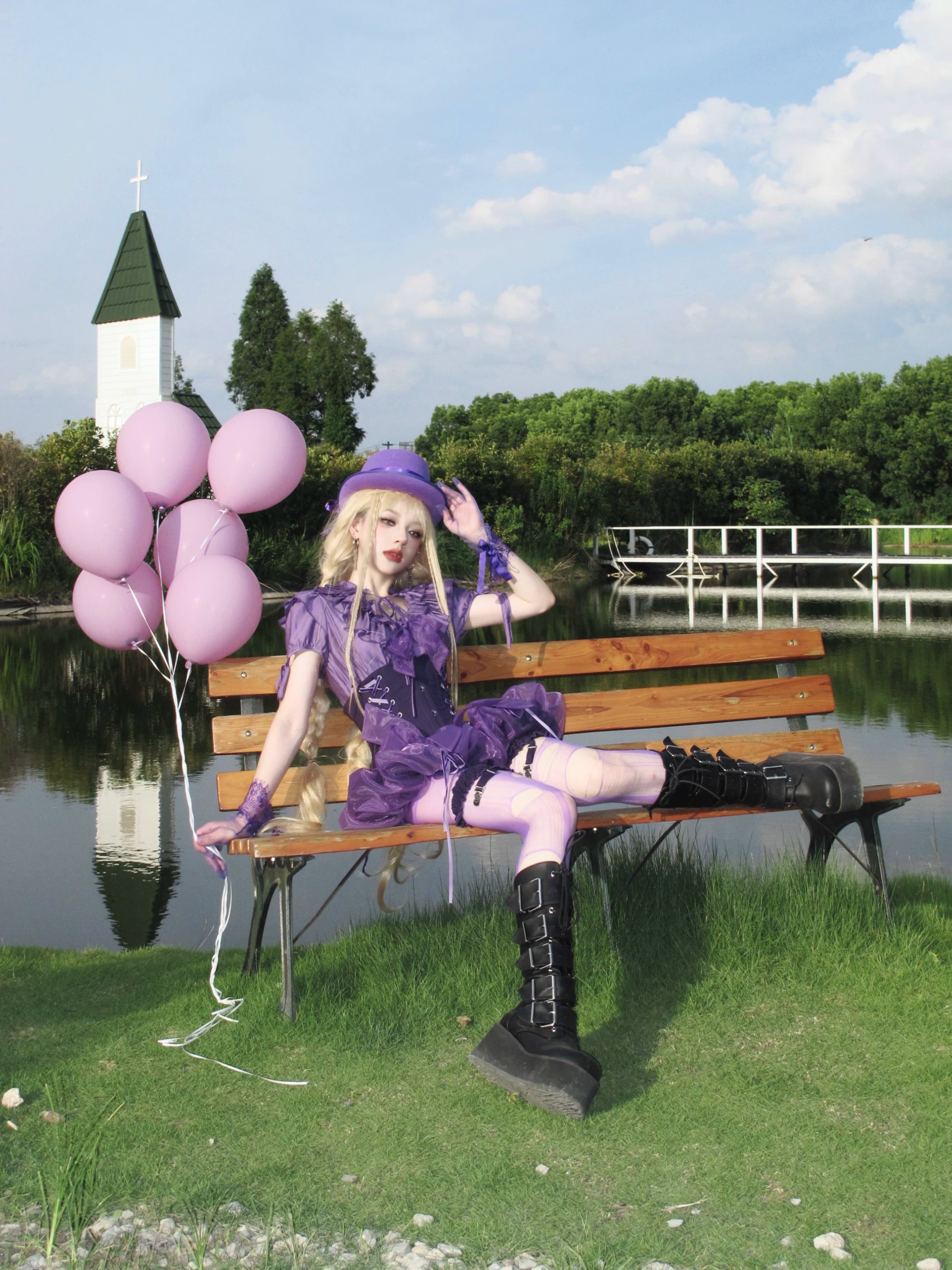 WONKA Gothic Lolita Purple Top & Shorts Set