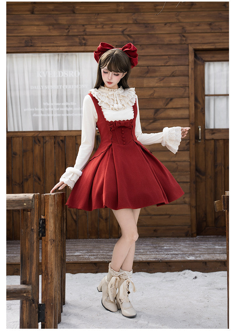 Velvet Rose Lolita Christmas & New Year Embroidered Boned Bustier Twin Dress
