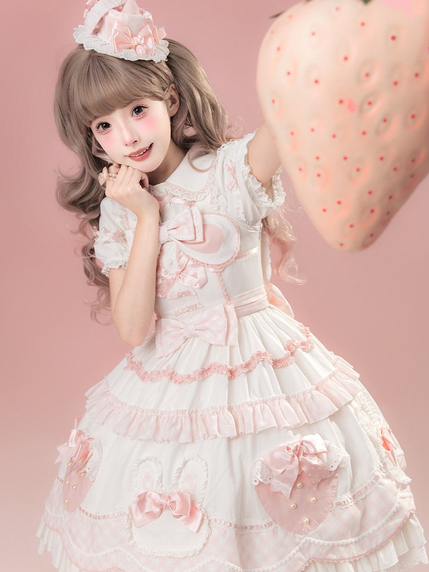 Starry‑Fallen Strawberry Rabbit Original Lolita Cute JSK Dress