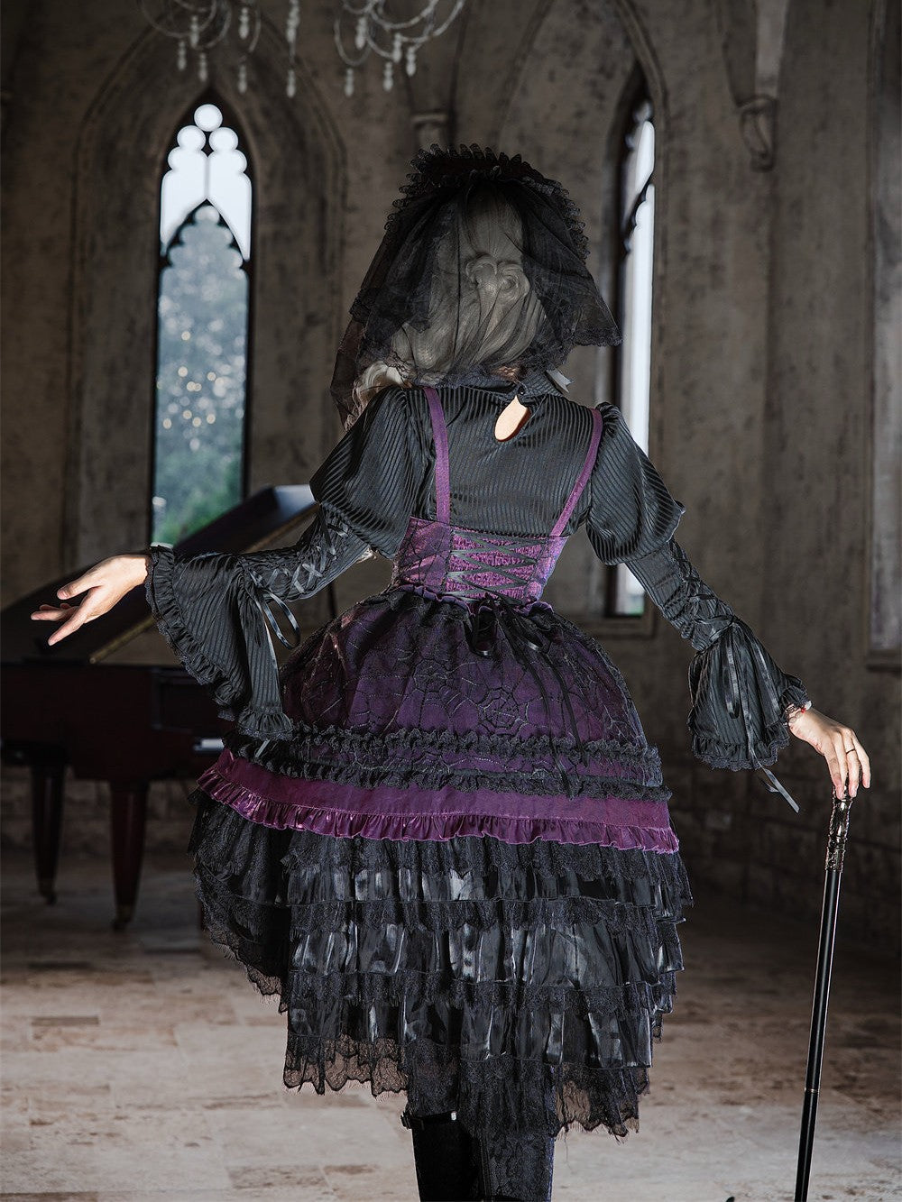 Purple Spider Magic Lolita Dark Gothic Train Dress