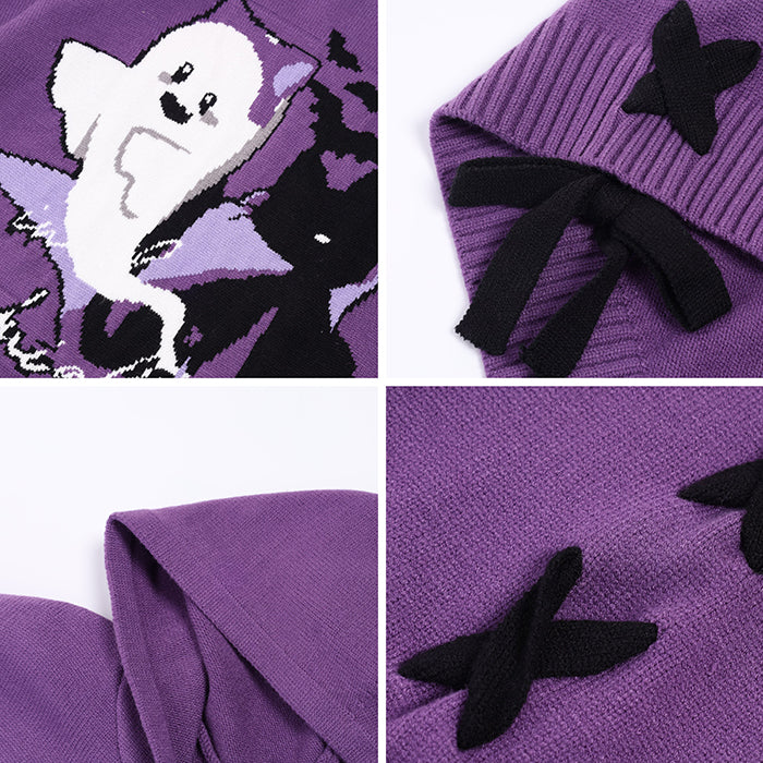 Y2K Ghostie Color-Block Knit Sweater LE1029