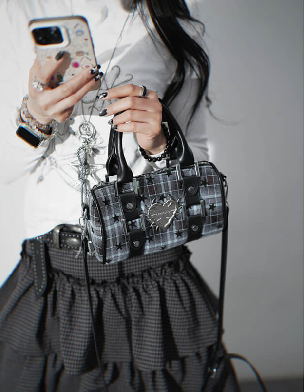 Gothic Star Plaid Shoulder Bag