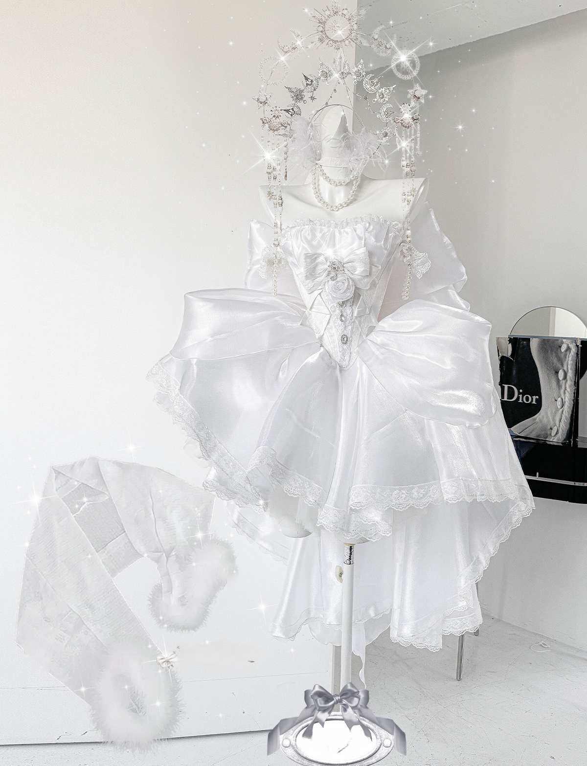 Lolita Elegant Silver White Dress LC1012