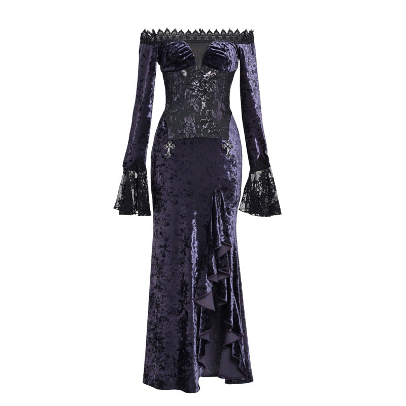 Lunar Ritual Gothic Long-sleeve Dress