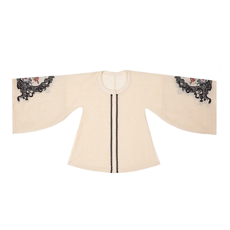 Floral Bird Amber Beige Hanfu Lolita JSK Dress Set