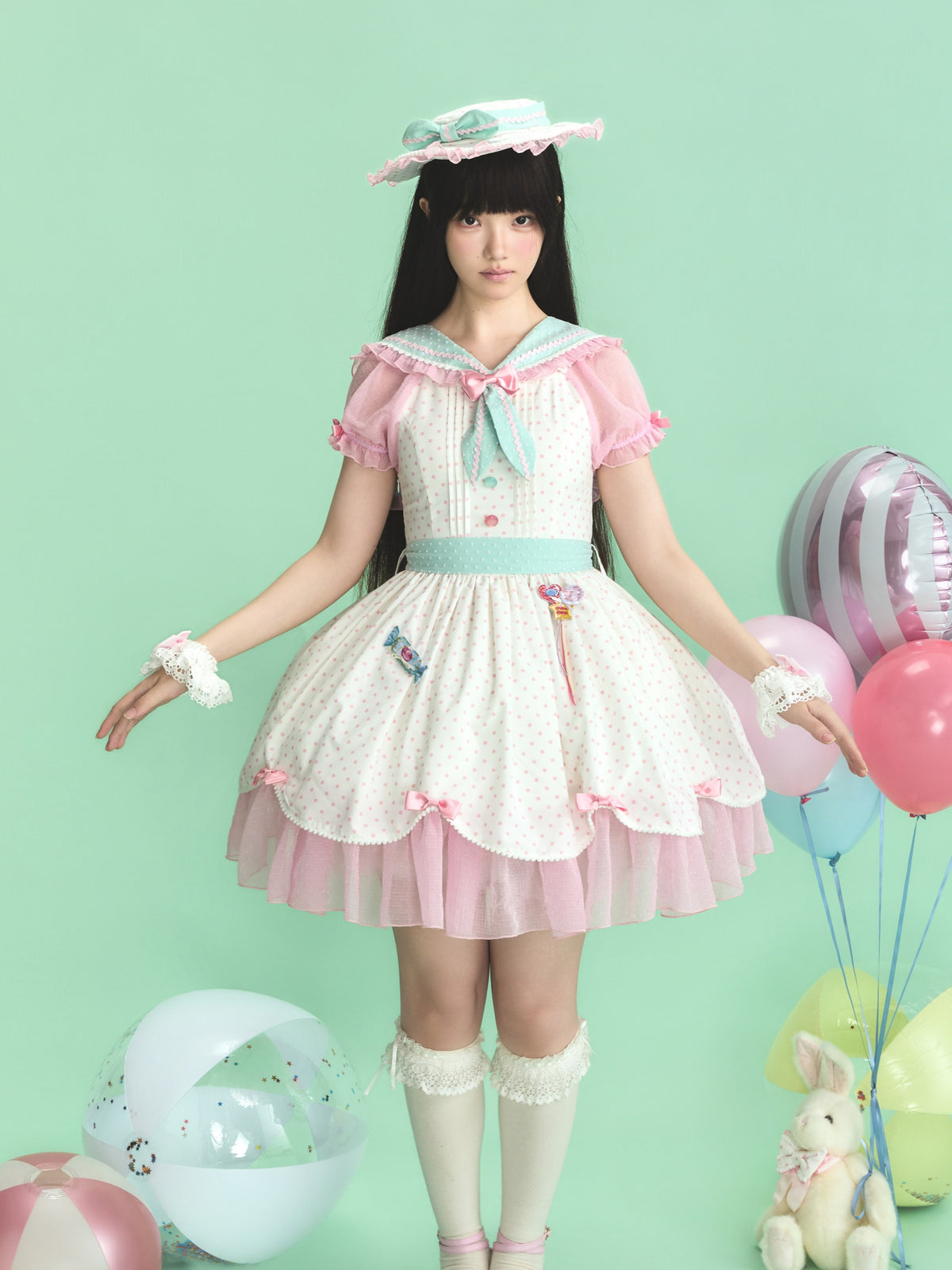 Prelude Festival Lolita Multi‑Color Sailor‑Collar OP Dress