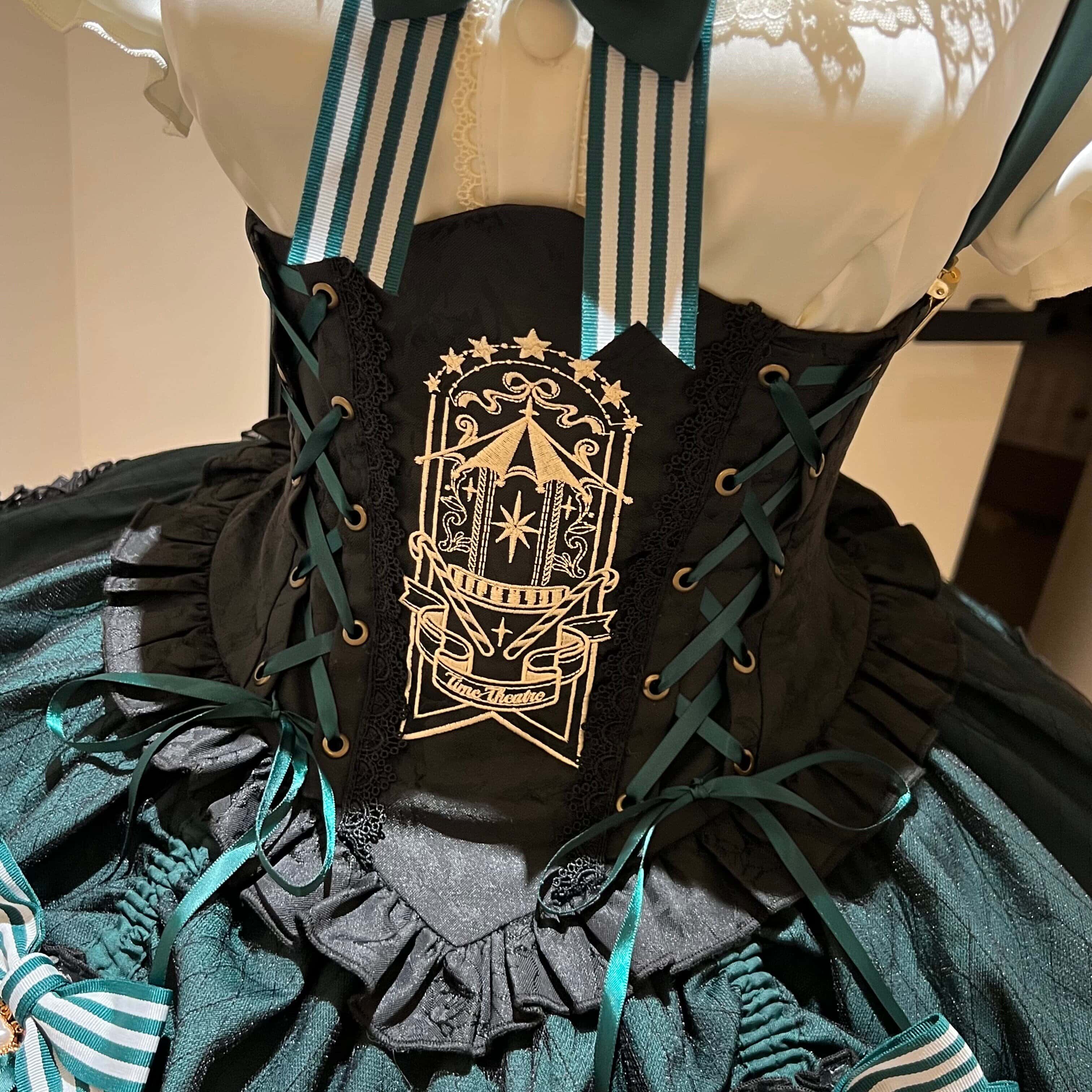 Star Track Academy Lolita Gothic Green Dress Set
