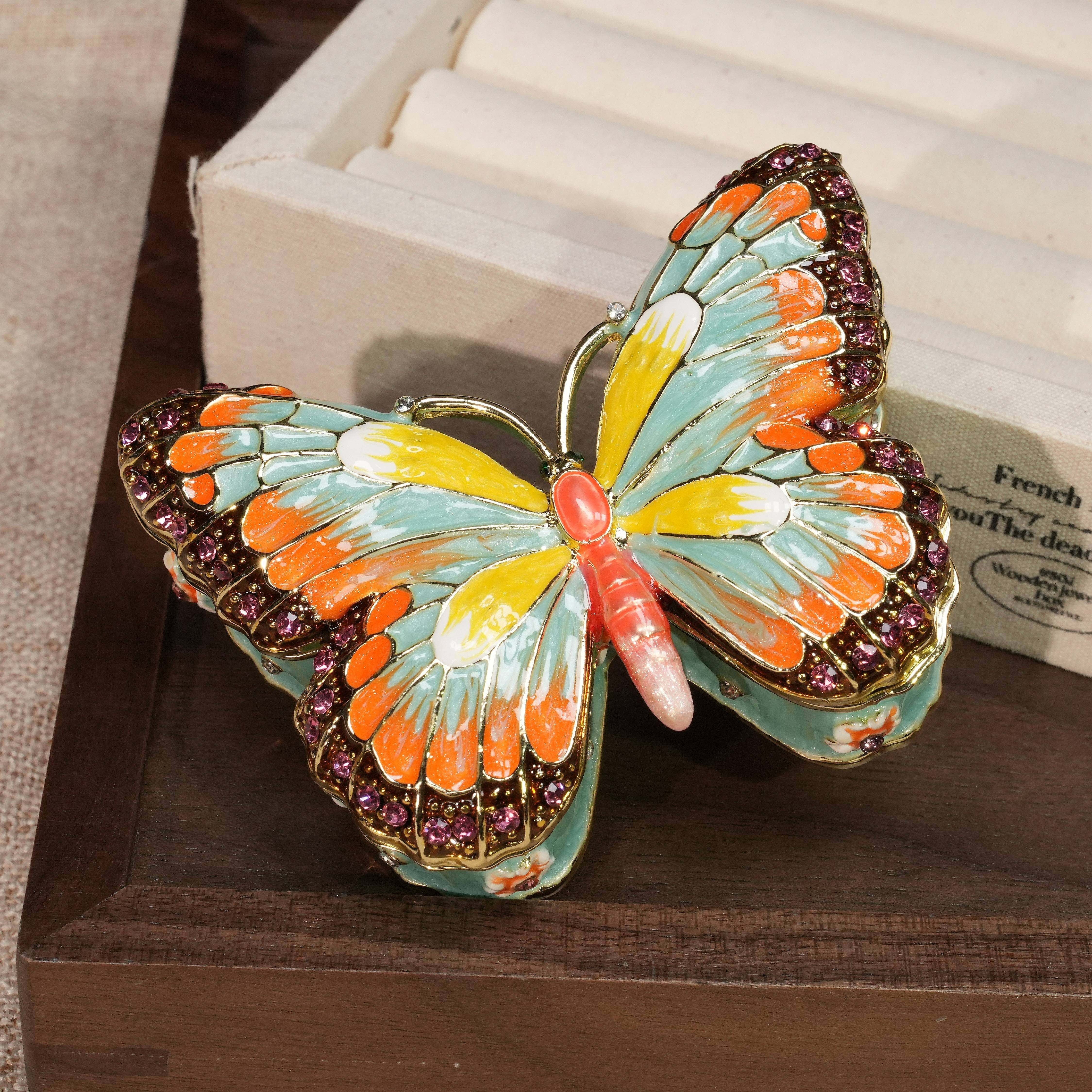 Butterfly-Shaped Enamel Jewelry Box Lolita Decor Gift