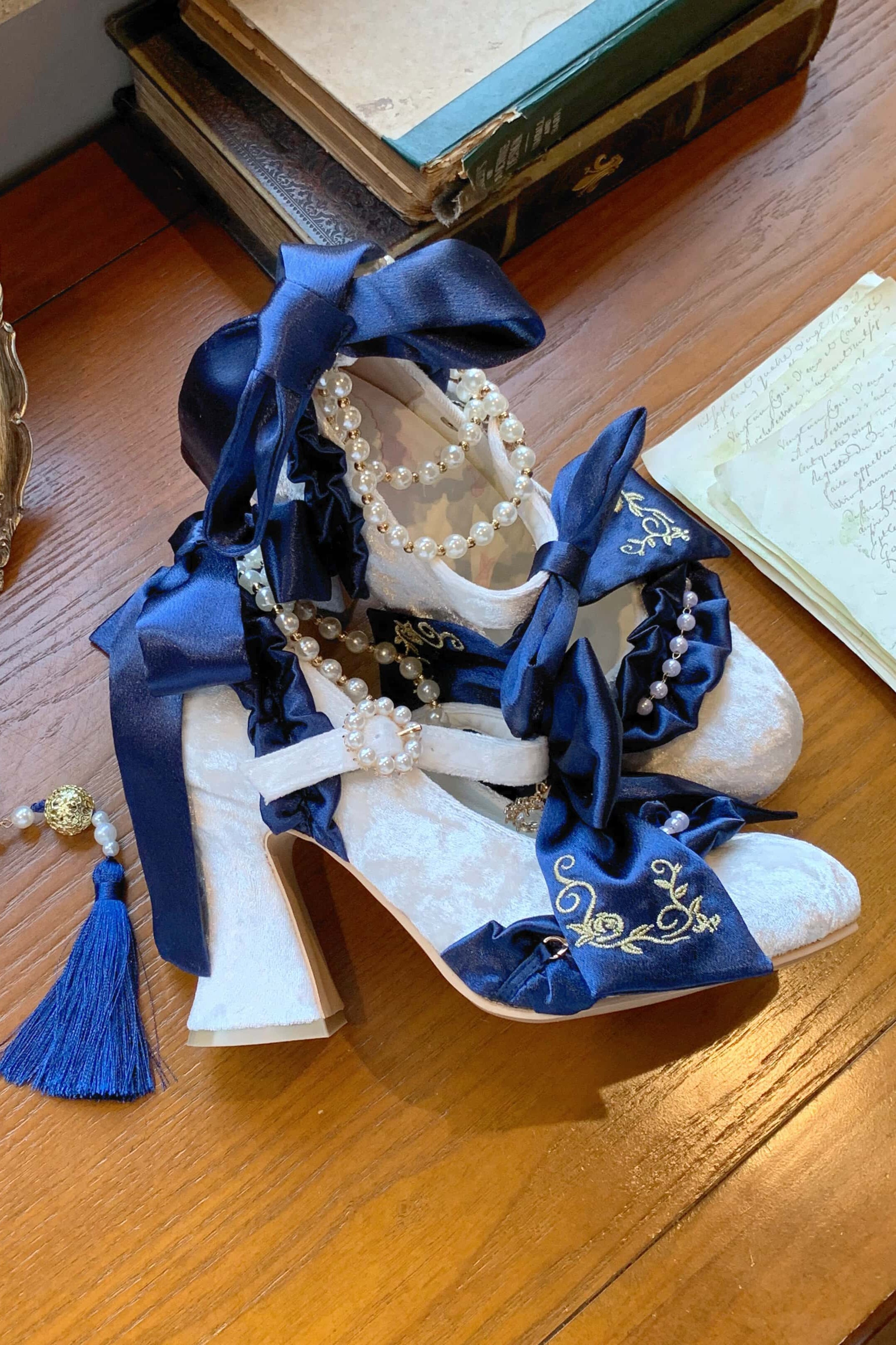 Ribbon Hymn 2.0 Lolita Vintage Heavy Craft Bridal Heels