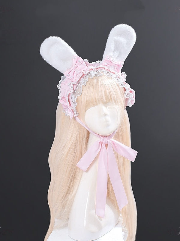 Bunny Warm Lolita Cake Hem Pink & White Wool Coat