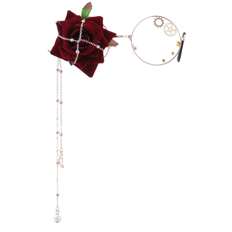 Rose Gear Bat Wing Steampunk Gothic Lolita Monocle Eyeglass Accessory