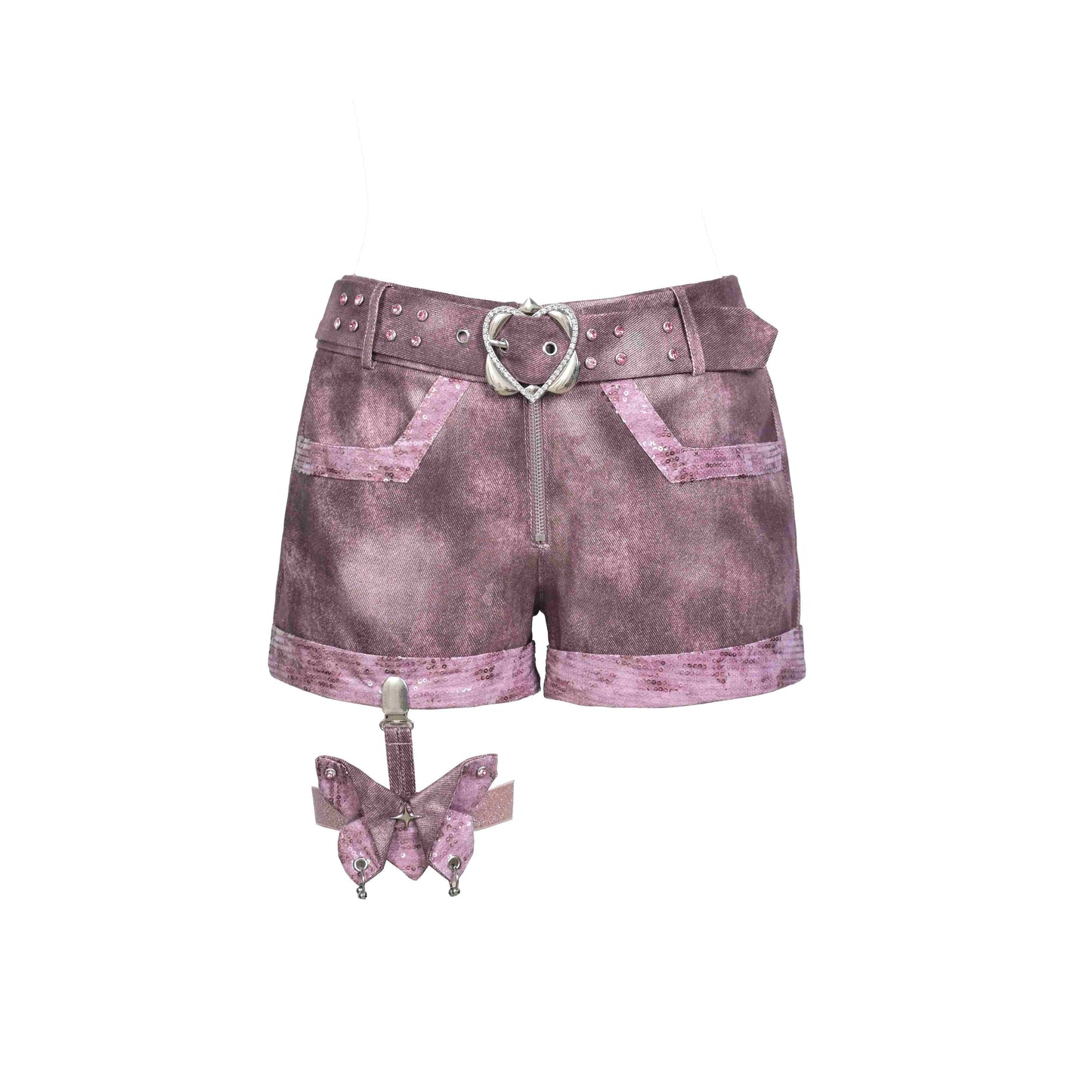 Y2K Edgy Rivet Denim Set with Leg Harness LE1021