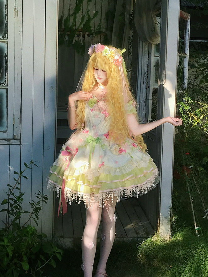 Blossom Summer Sweet Ballet Lolita Floral JSK Set