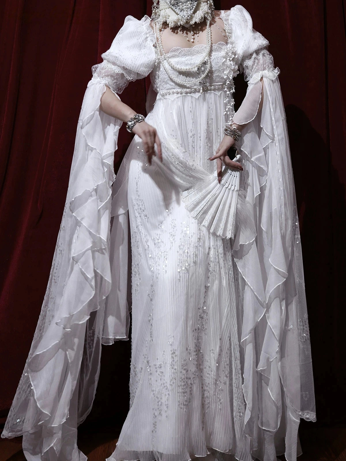 Bright Moonlight Lolita Empire Style Satin Long OP Dress