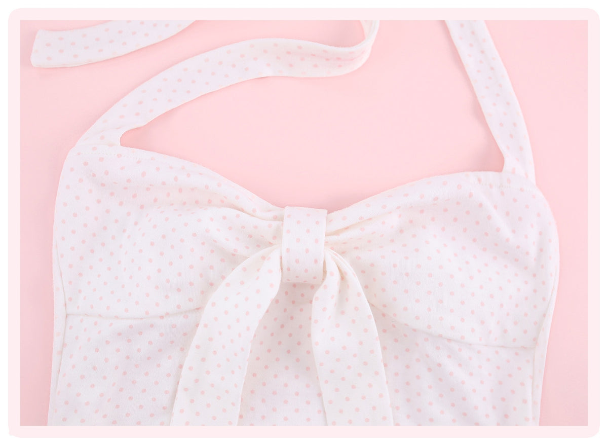 Pink Tide Dream Pink Cardigan White Polka Dot Cami Pink Striped Pants Set