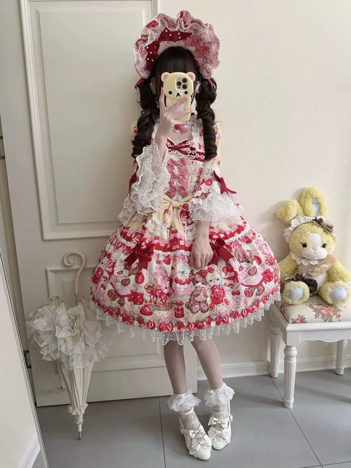 Sweet Berry Rabbit Bear Long Sleeve Sweet Lolita OP Dress