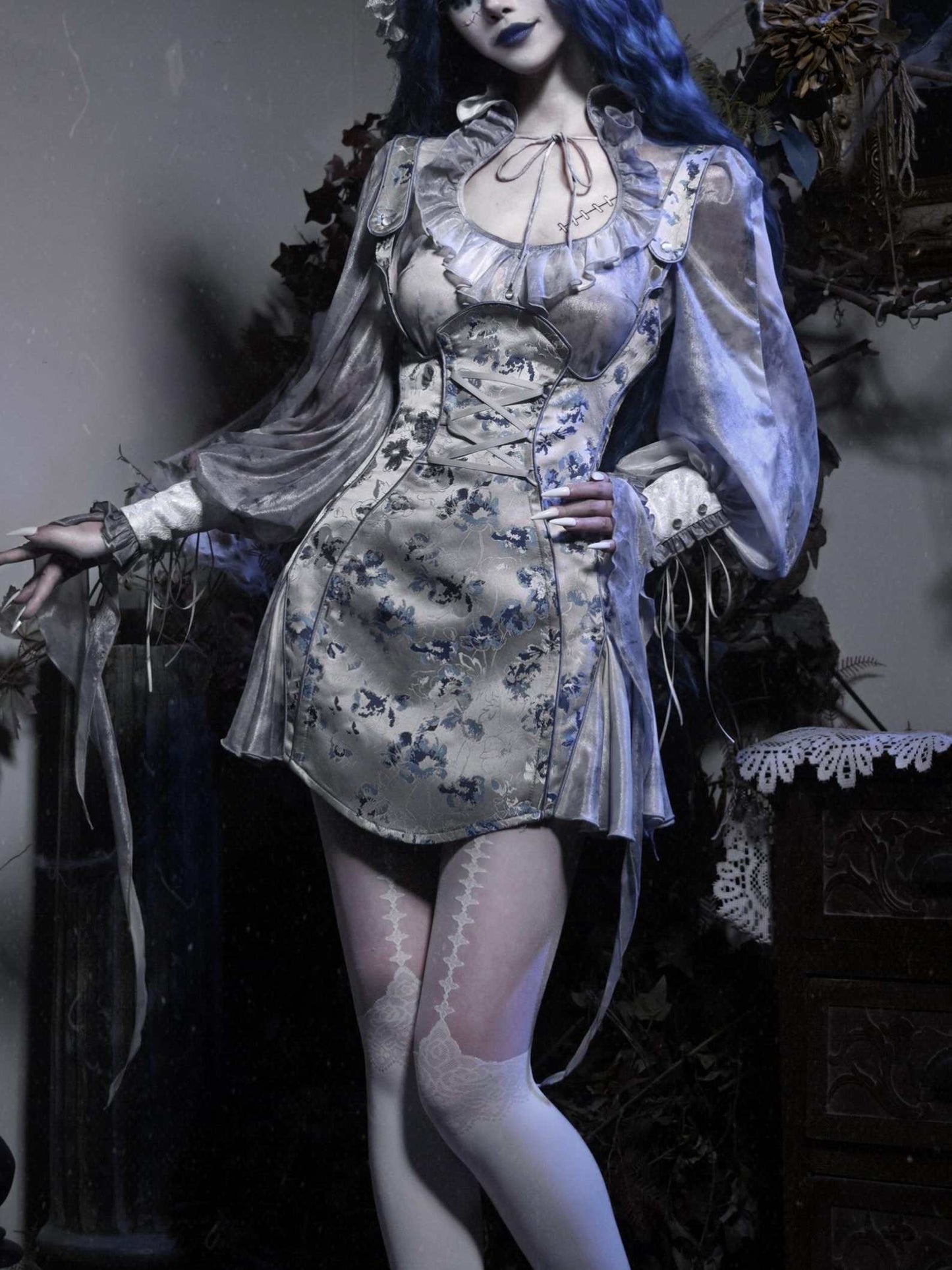 Gothic Distressed Tie-Dye Vintage Chiffon Set LG1044