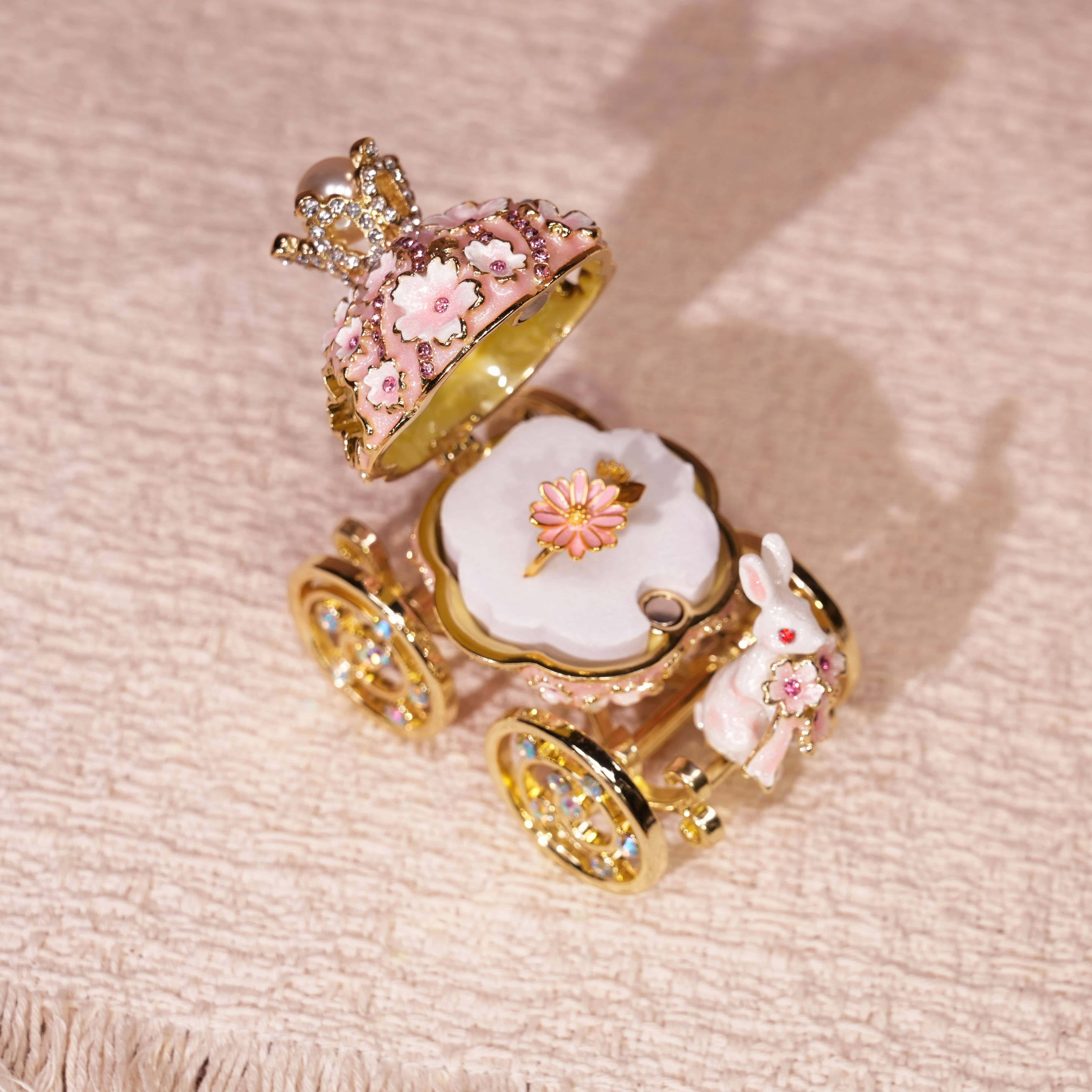 Carousel-Shaped Enamel Ring Jewelry Box Lolita Decor Gift