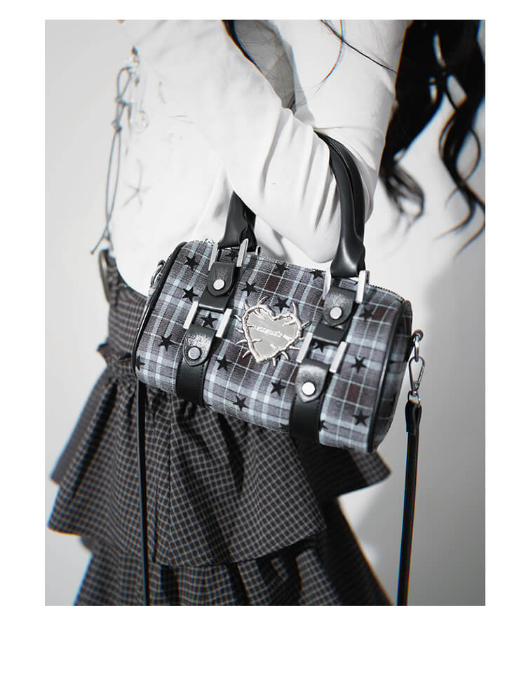 Gothic Star Plaid Shoulder Bag