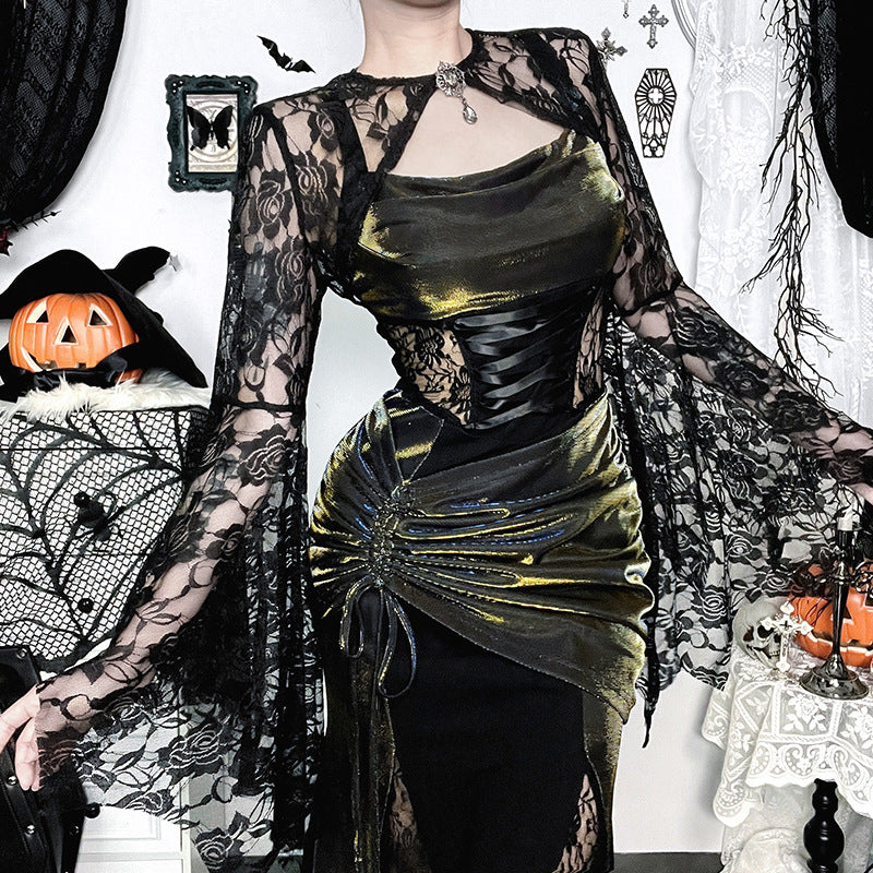 Lolita Gothic Halloween Witch fishtail dress set LG1015