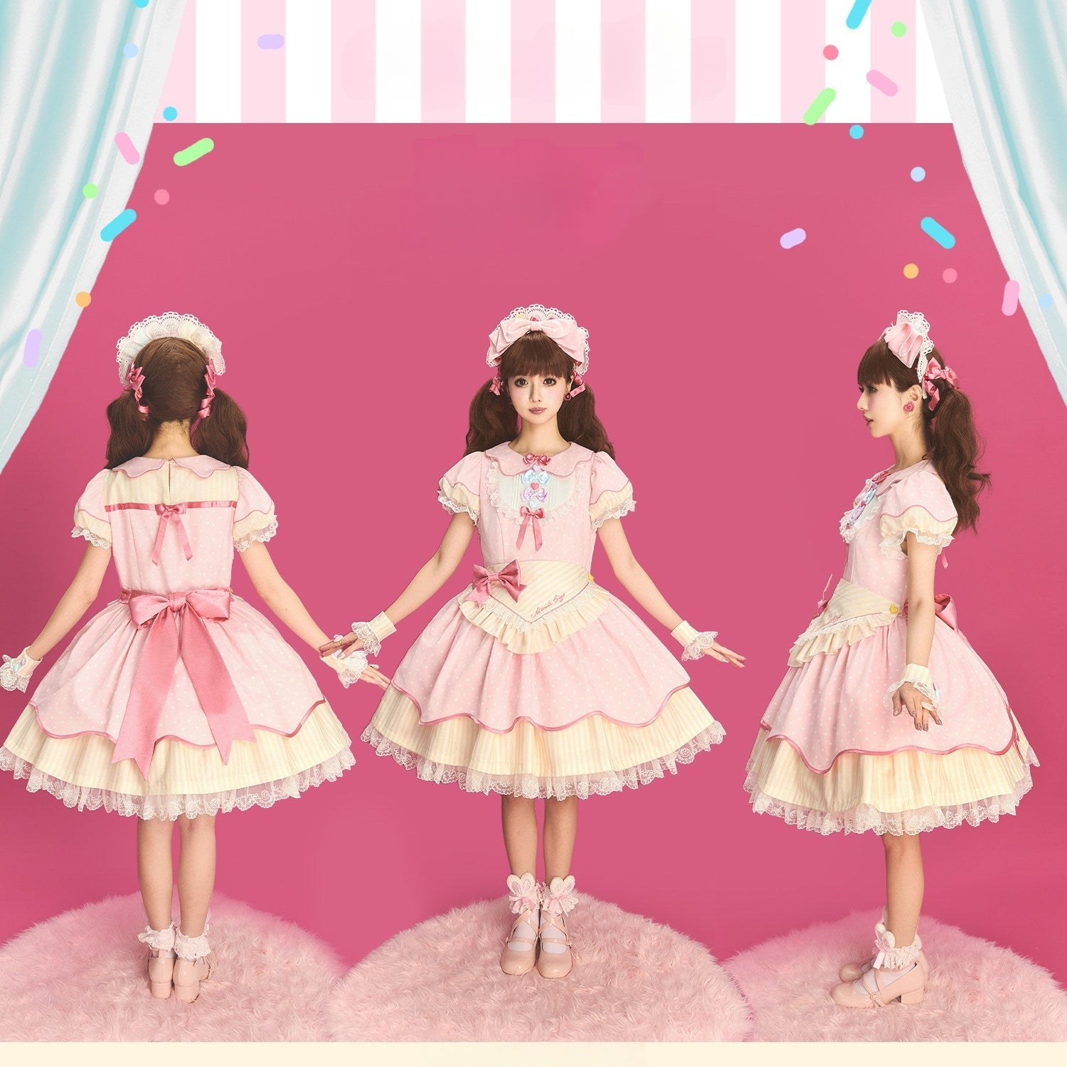 Miss Donut Pink Cream Donut-Theme Vintage Sweet Lolita OP Dress