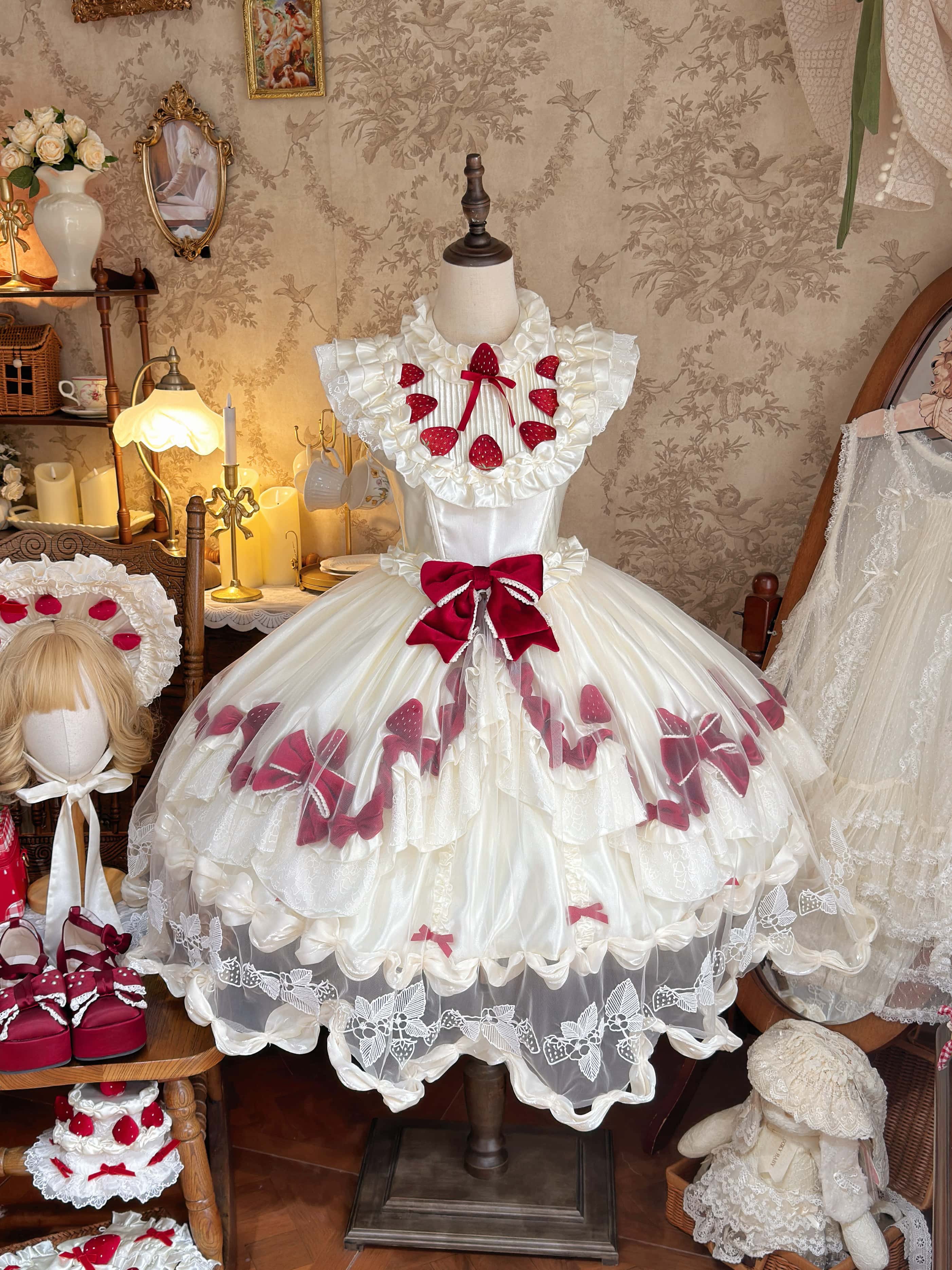 Strawberry Cream Cake Lolita OP Dress Set