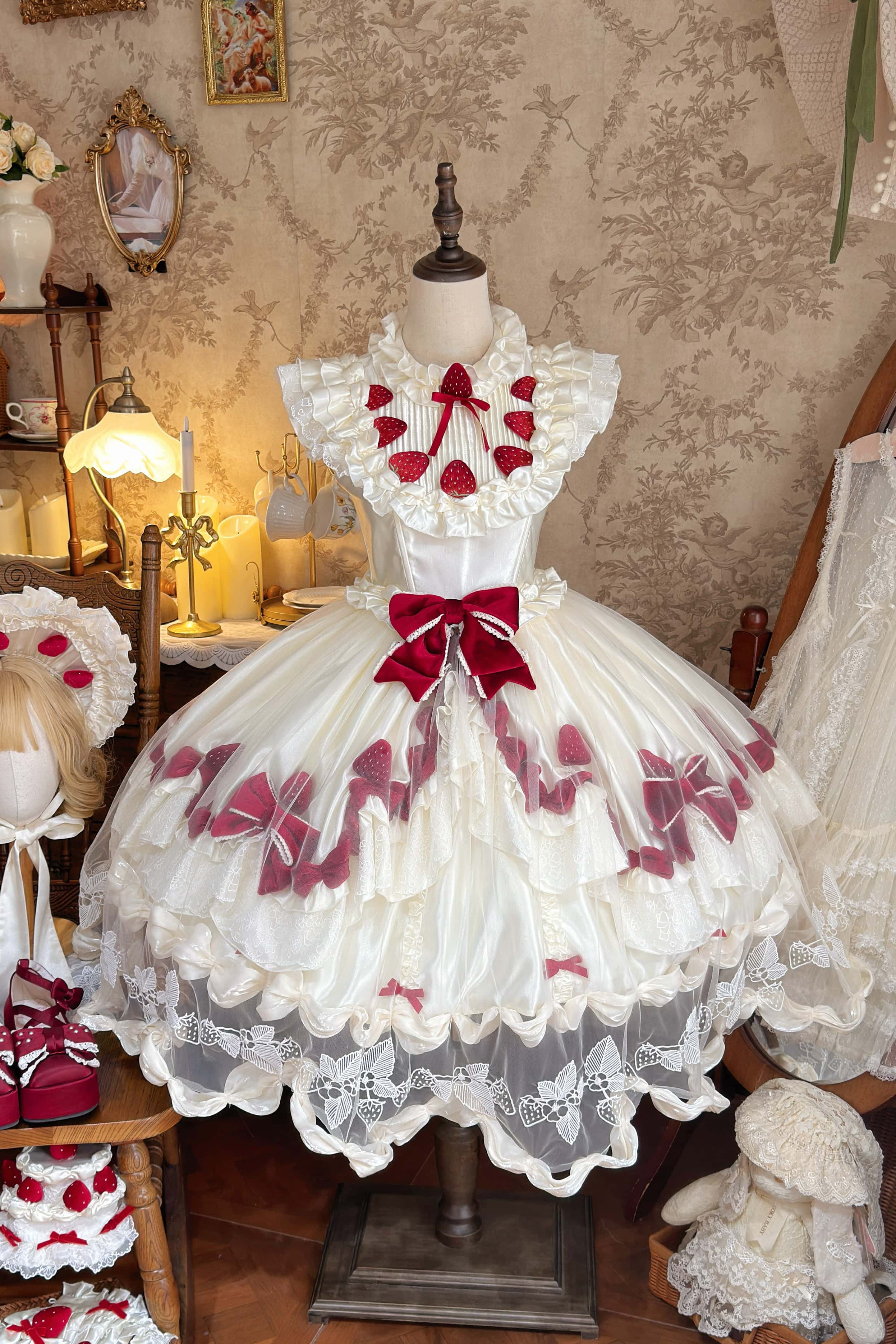 Strawberry Cream Cake Lolita OP Dress Set