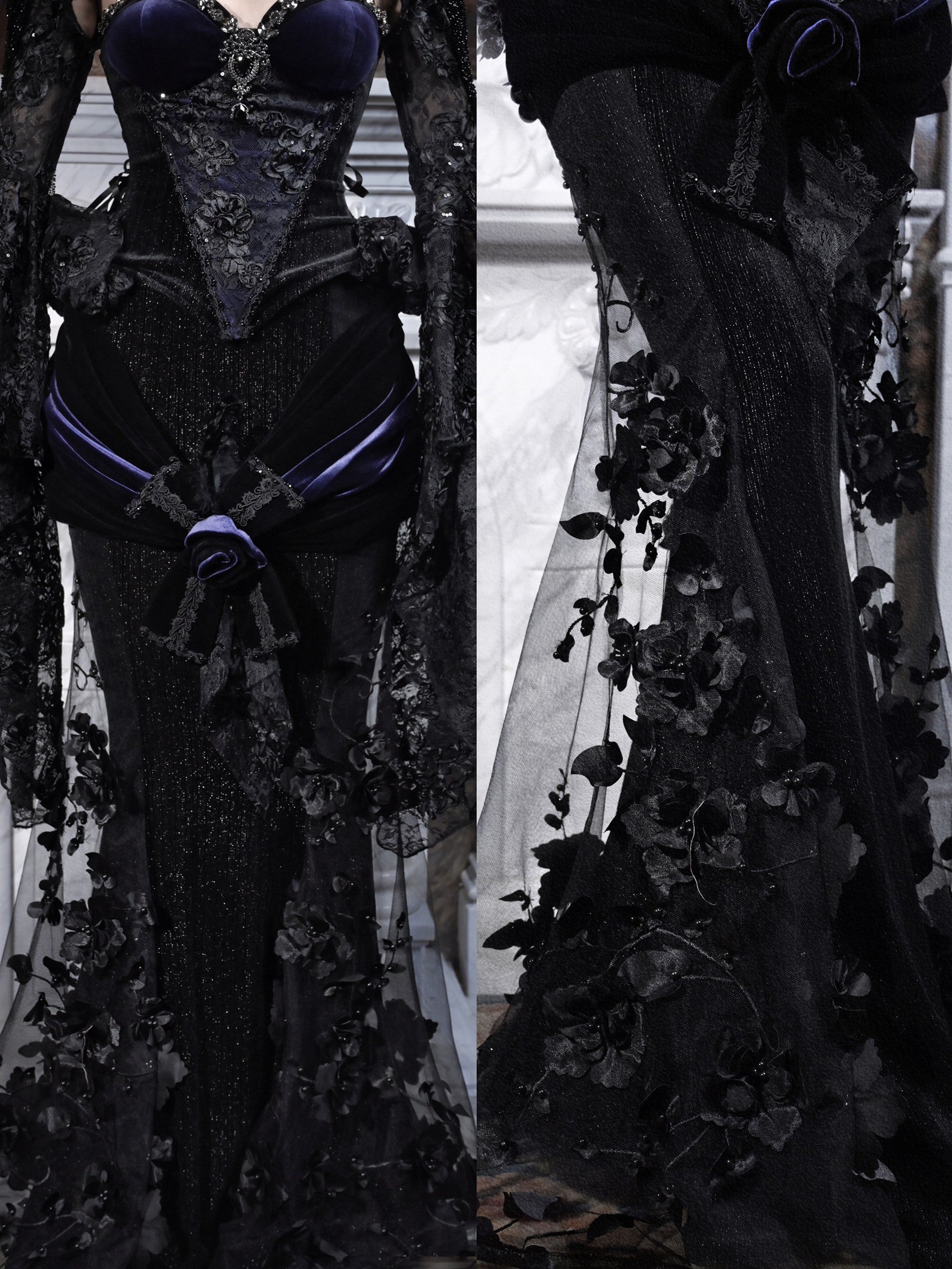 Mourning Day Gothic Maxi Dress Set