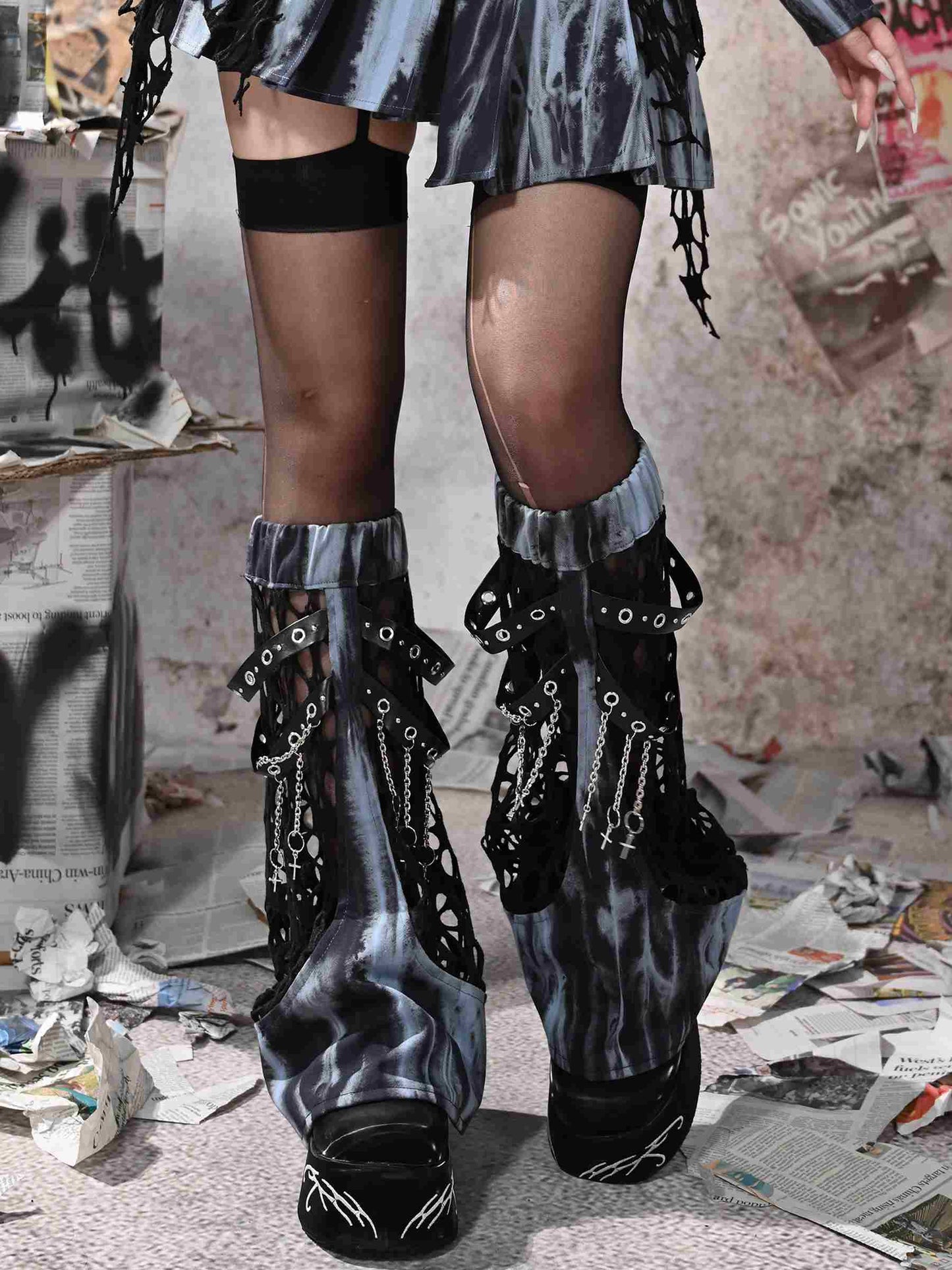 Y2K Punk Rivet Chain Bustier Set LE1020