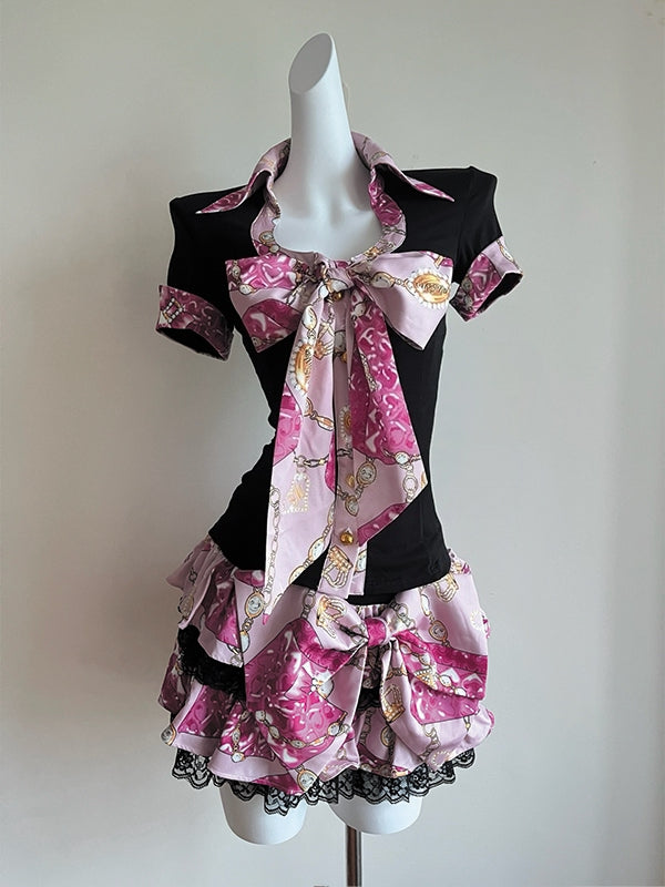 Little Devil Lilgyaru Hime Style Bow Skirt Set