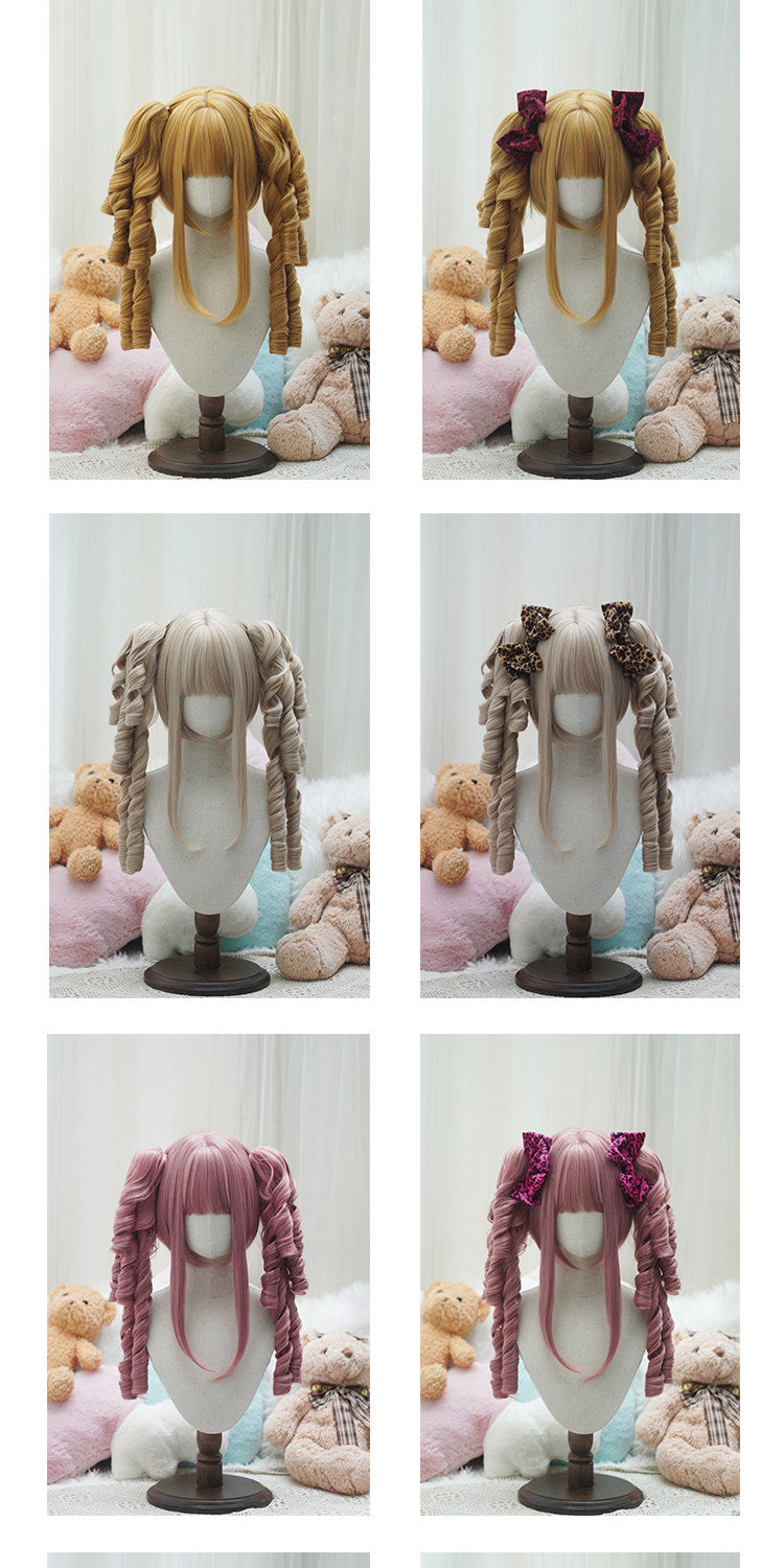 Lolita Vintage Sweetheart Twin Tail Claw Clip Gradient Curl Wig