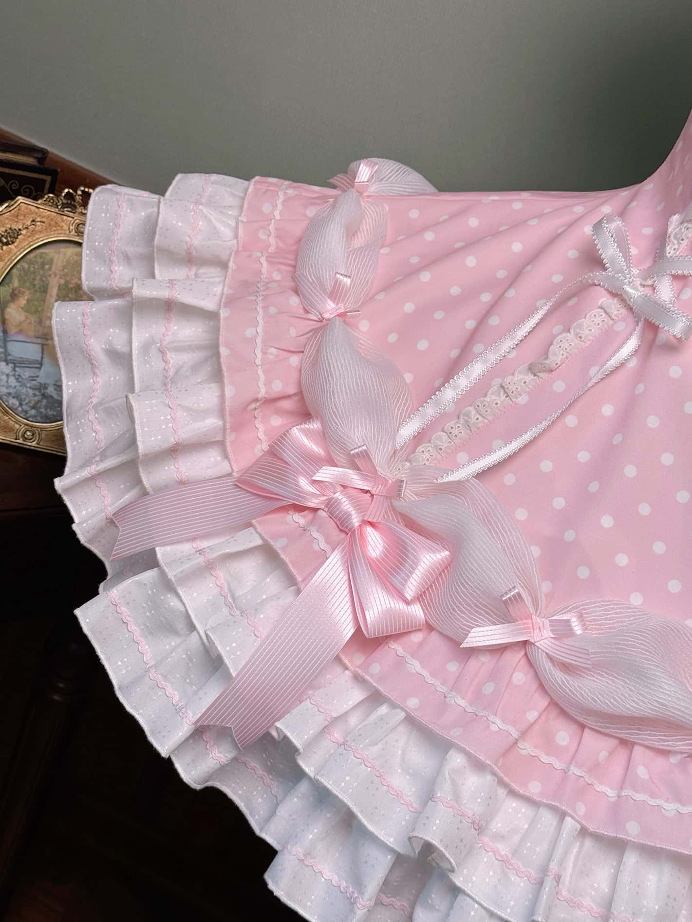 Vintage Polka Dot Lolita Halter Pink OP Dress